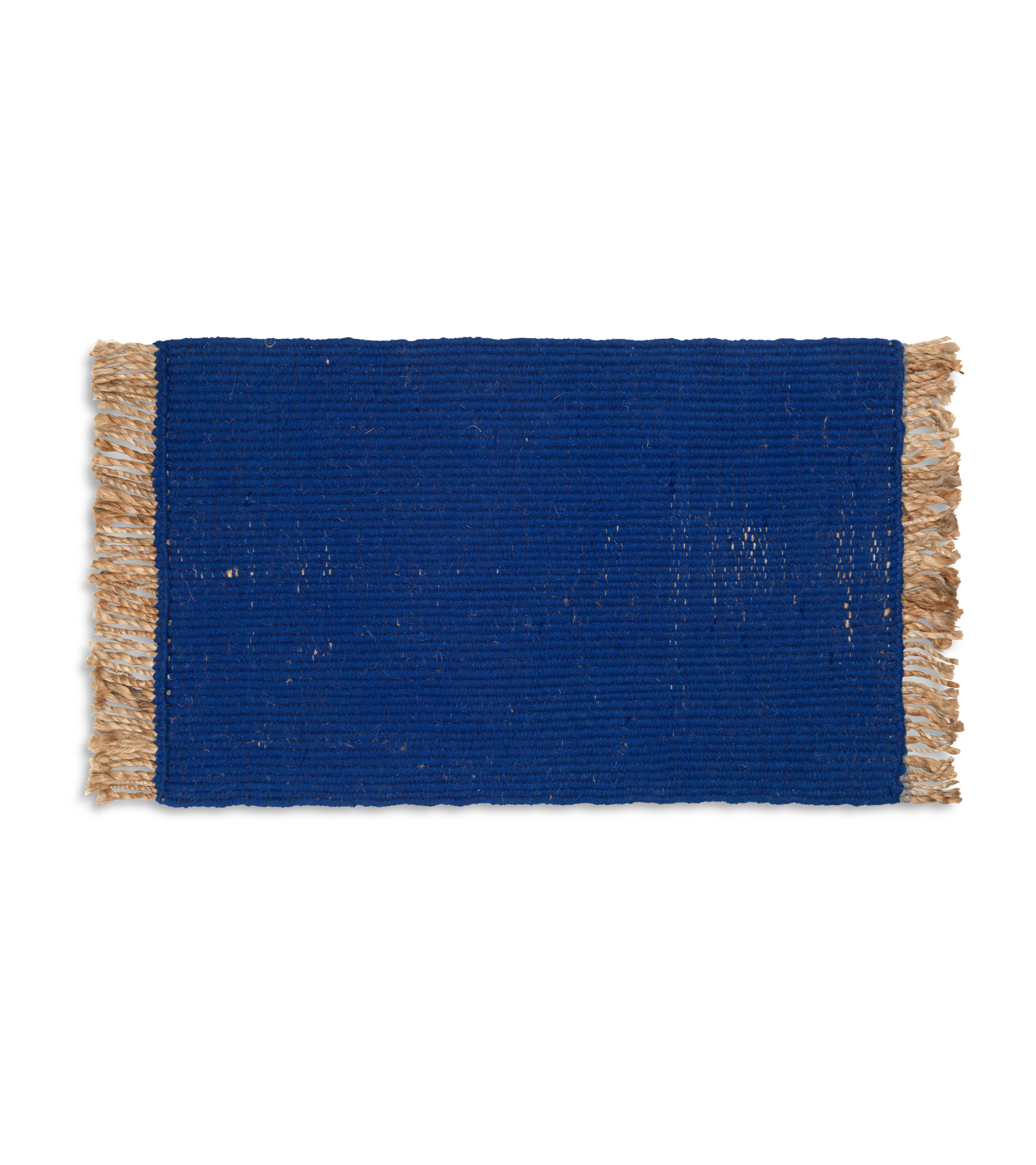 BLOCK MAT light blue rug with beige fringes