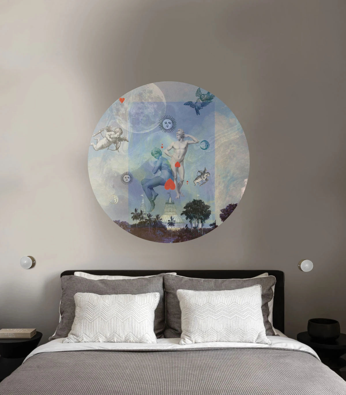 Circle-shaped mural DOTS - AMORE blue
