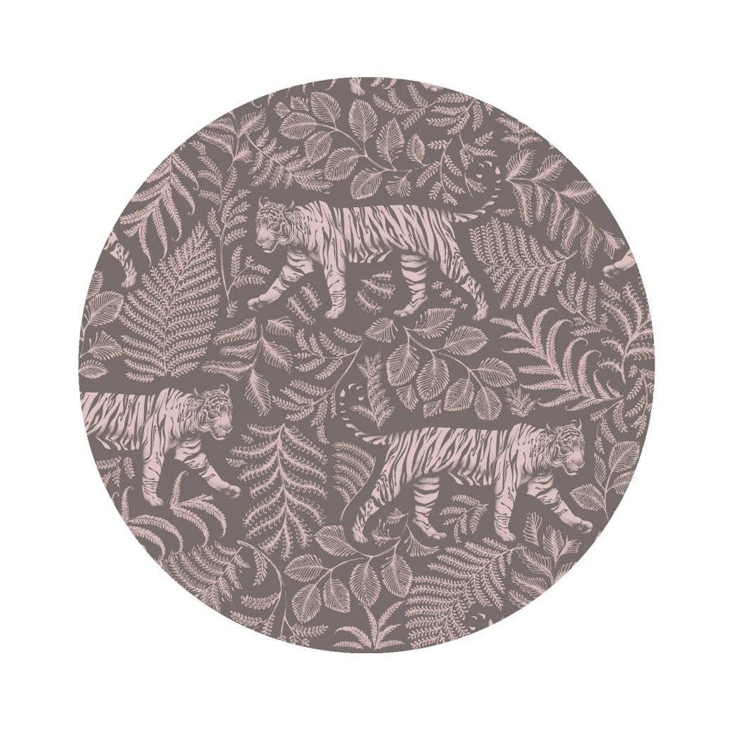 Circular Mural DOTS - CAMOUFLAGED TIGER gray with pink