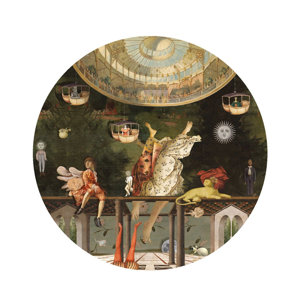 Circular Mural DOTS - CAROUSEL green with gold