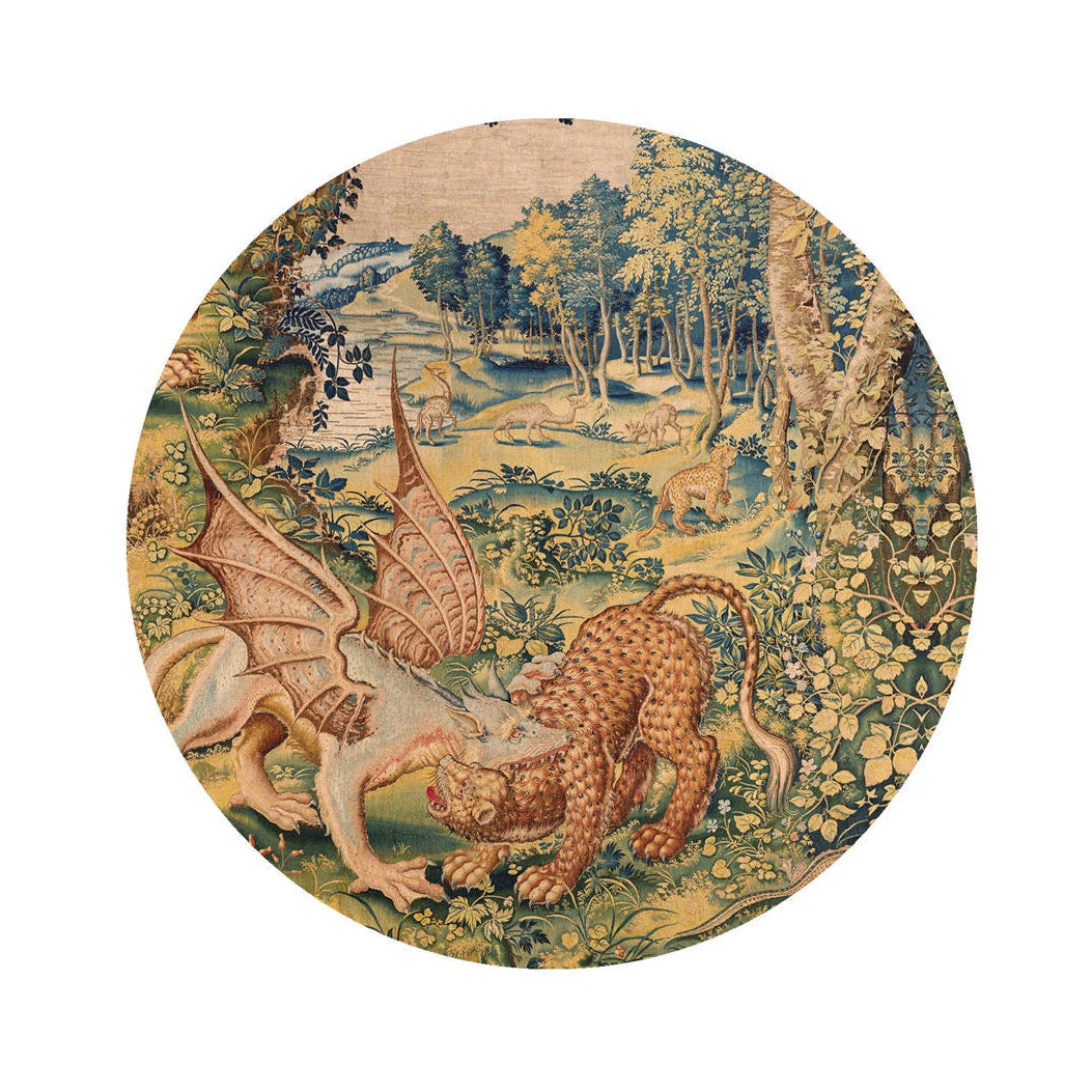 Circle-shaped mural DOTS - DRAGON ARRAS sandy beige with green