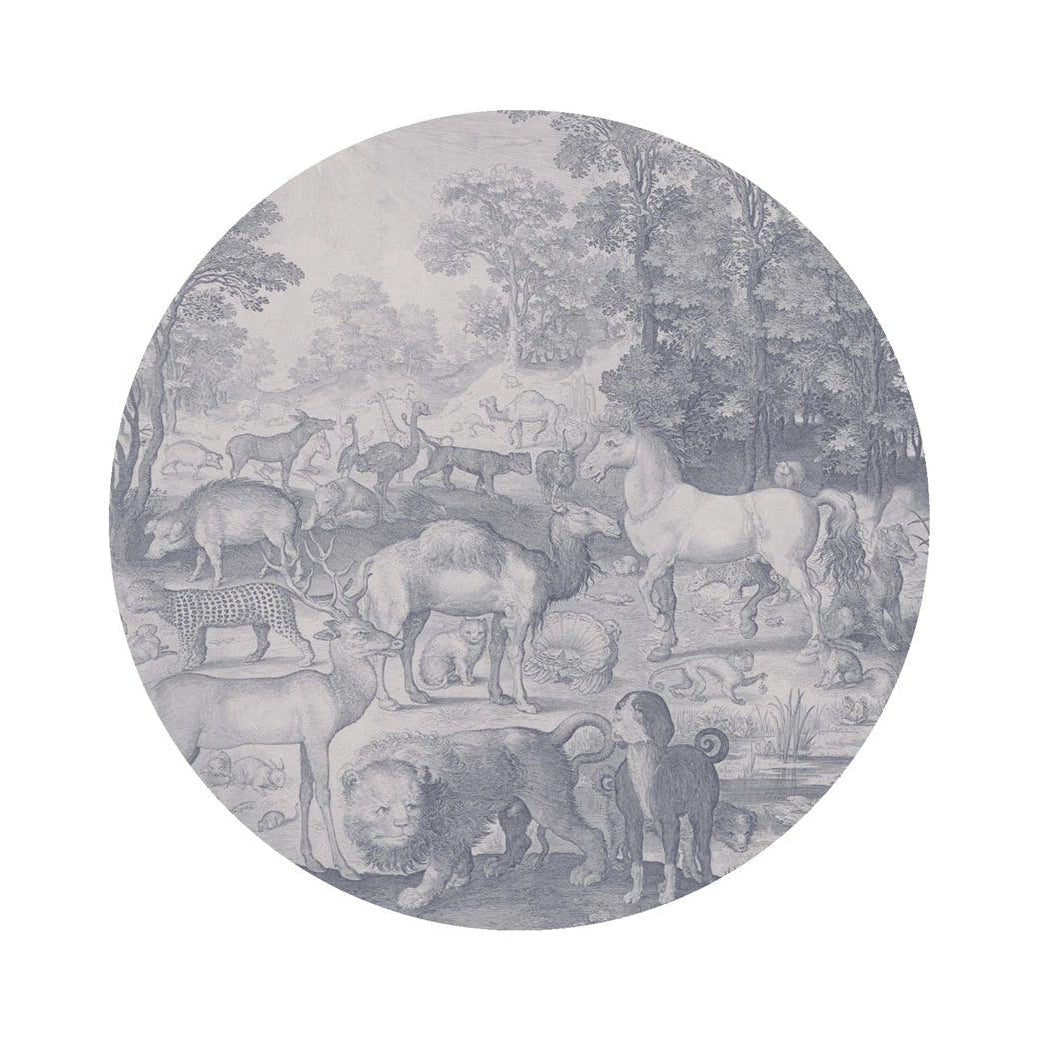 Circular Mural DOTS - FAUNA FRESCO muted blue