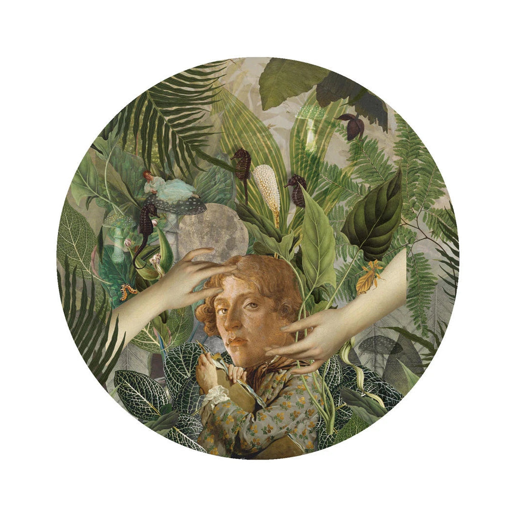 Mural in the shape of a circle DOTS - GREEN MAN green