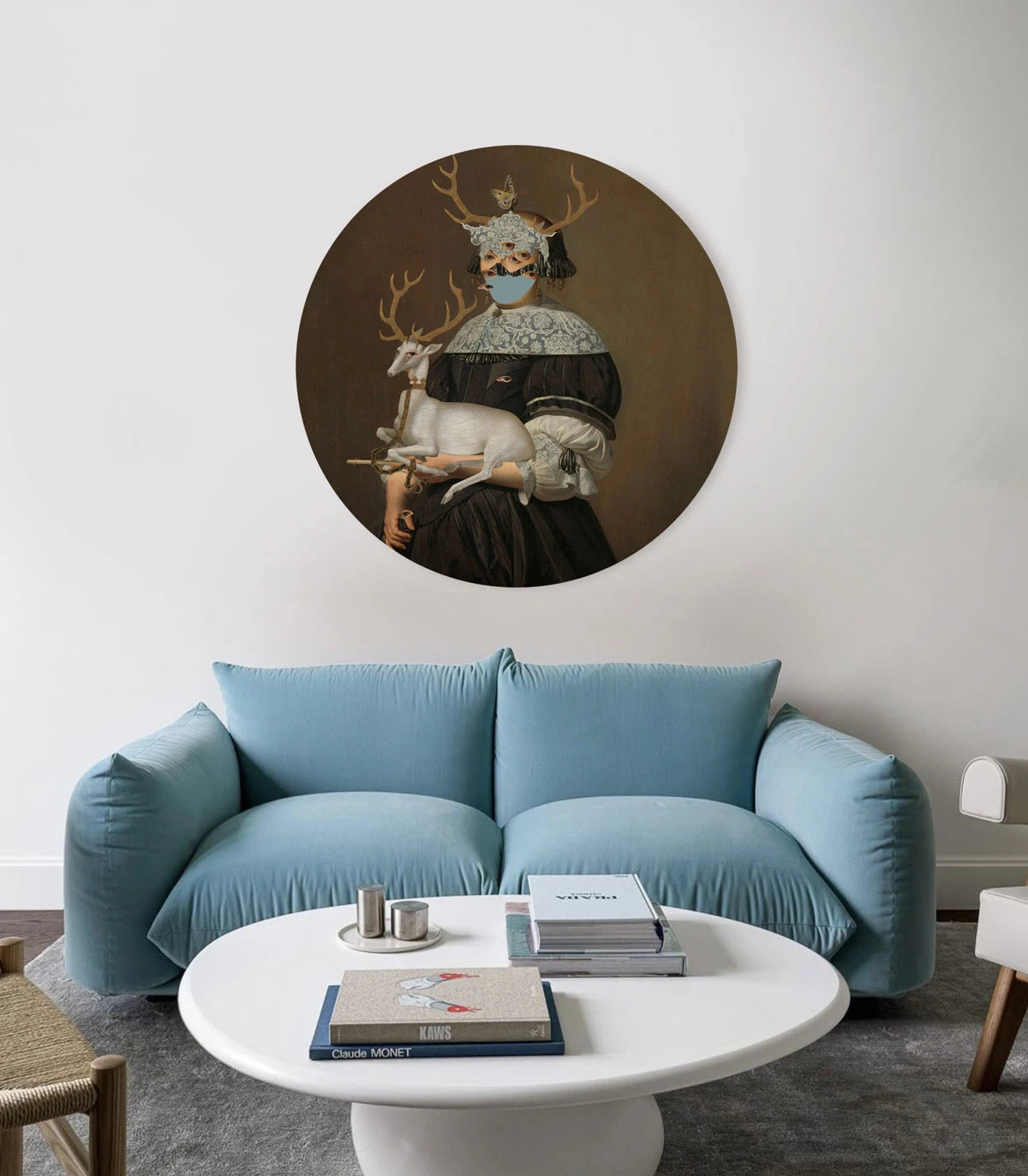 Circle-shaped mural DOTS - LADY OF THE STAG dark brown