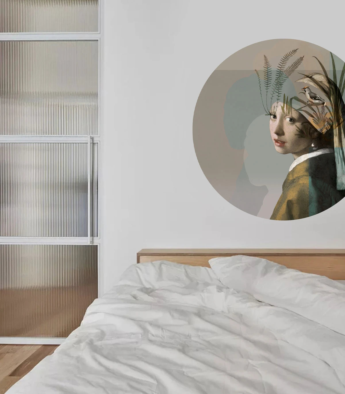 Circular Mural DOTS - NATURE GIRL WITH THE PEARL beige with green