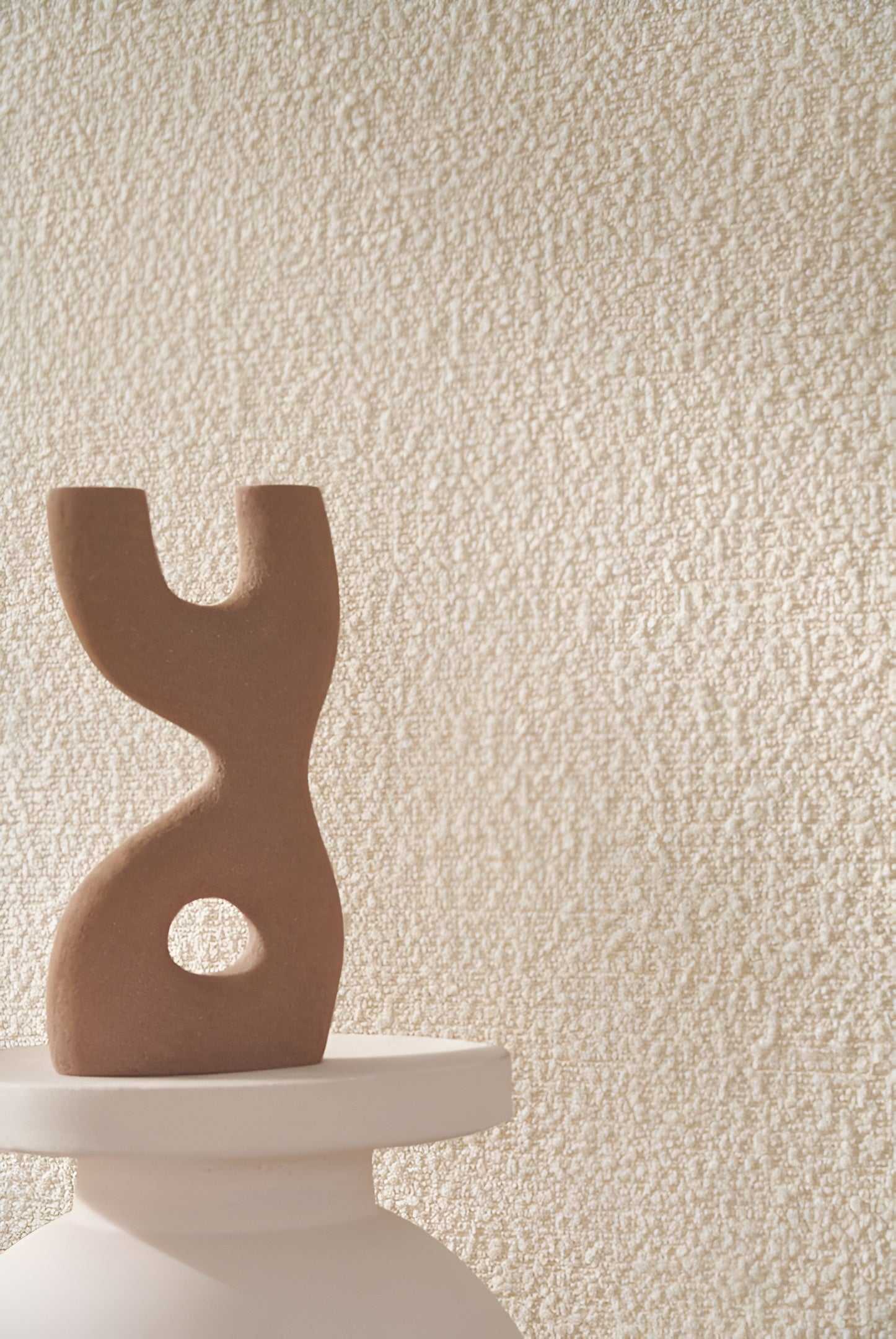 Textured textile wallpaper boucle ETREINTE - IVORY ivory