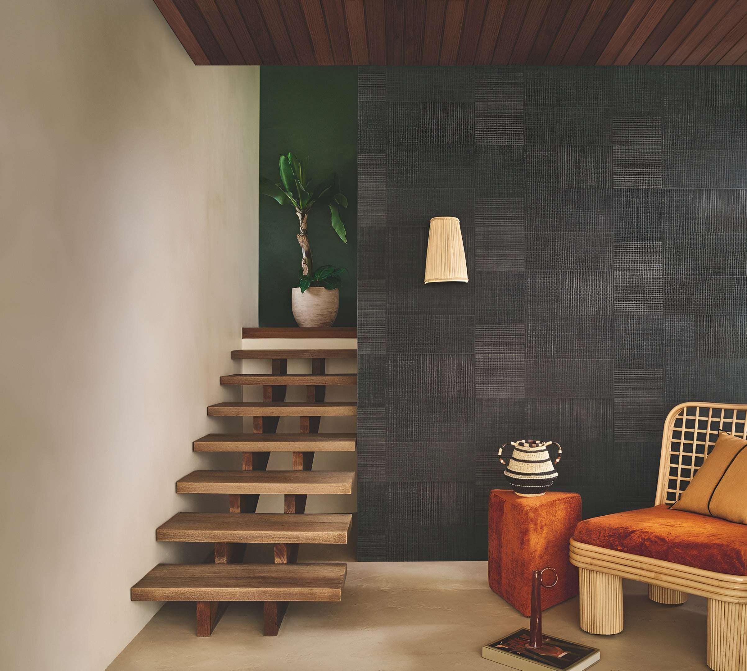 Structural vinyl wallpaper MESTIZO - NOIR black
