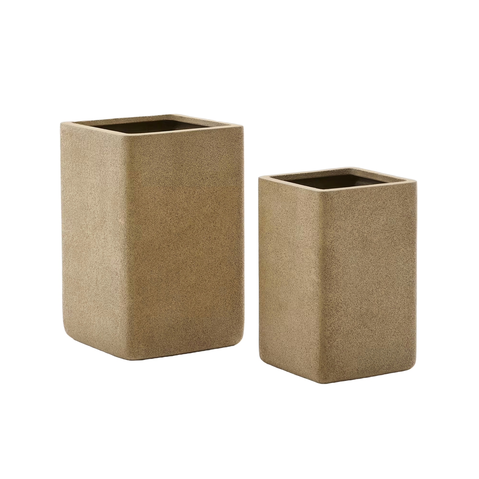 Set of high pots of mustard polycement minoa