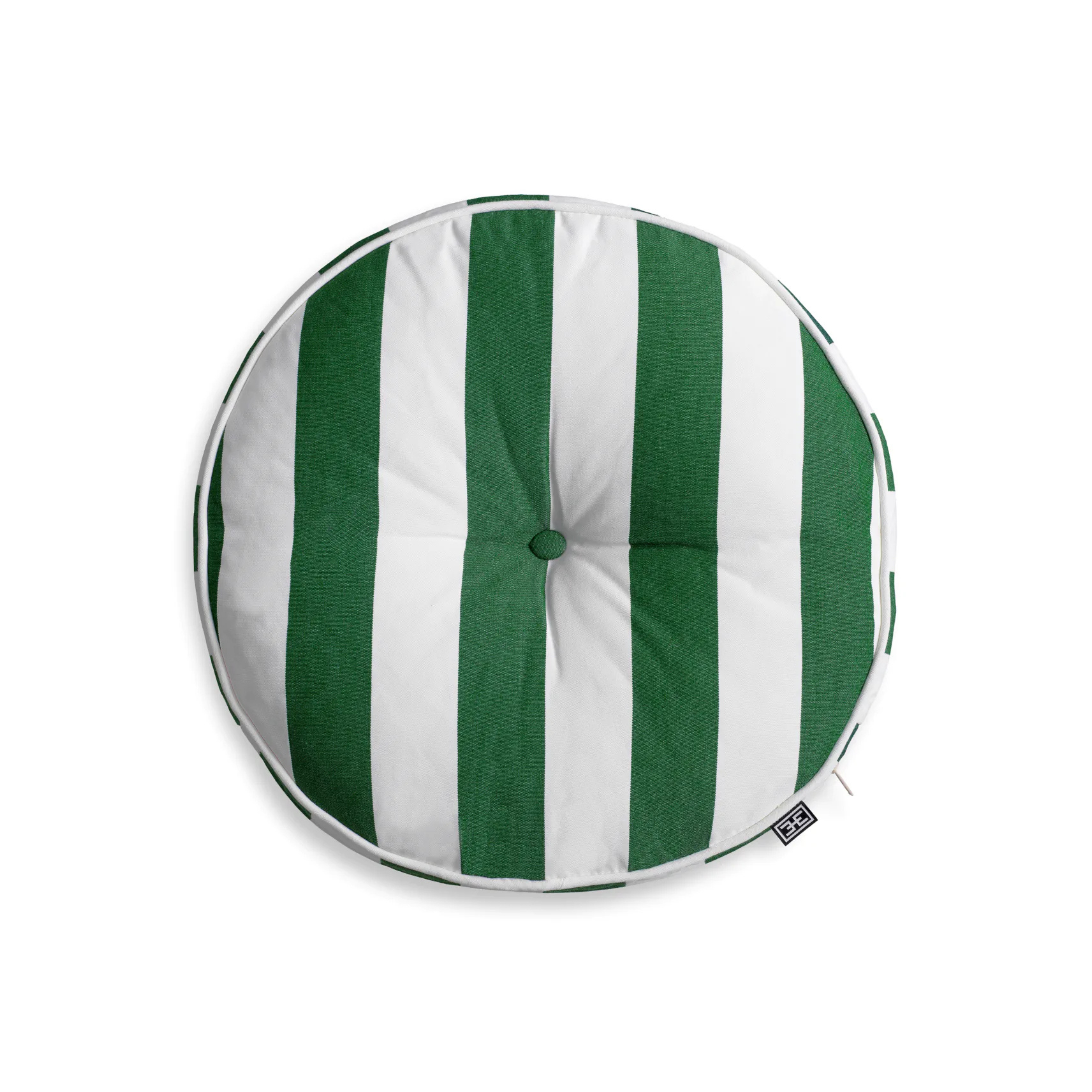 Round garden cushion FLORENT green with white