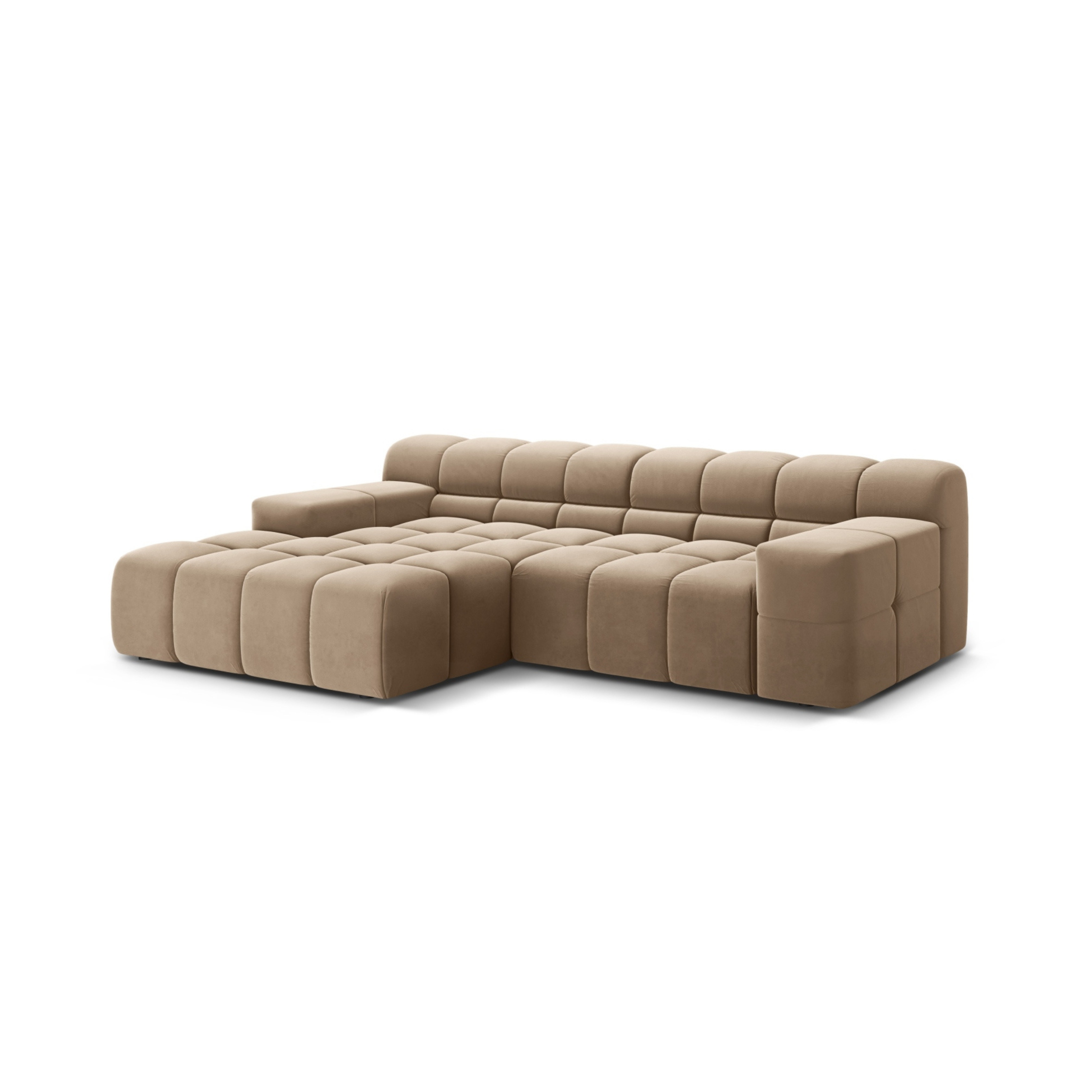 Left-facing 2-seater velvet corner sofa AGAVE beige
