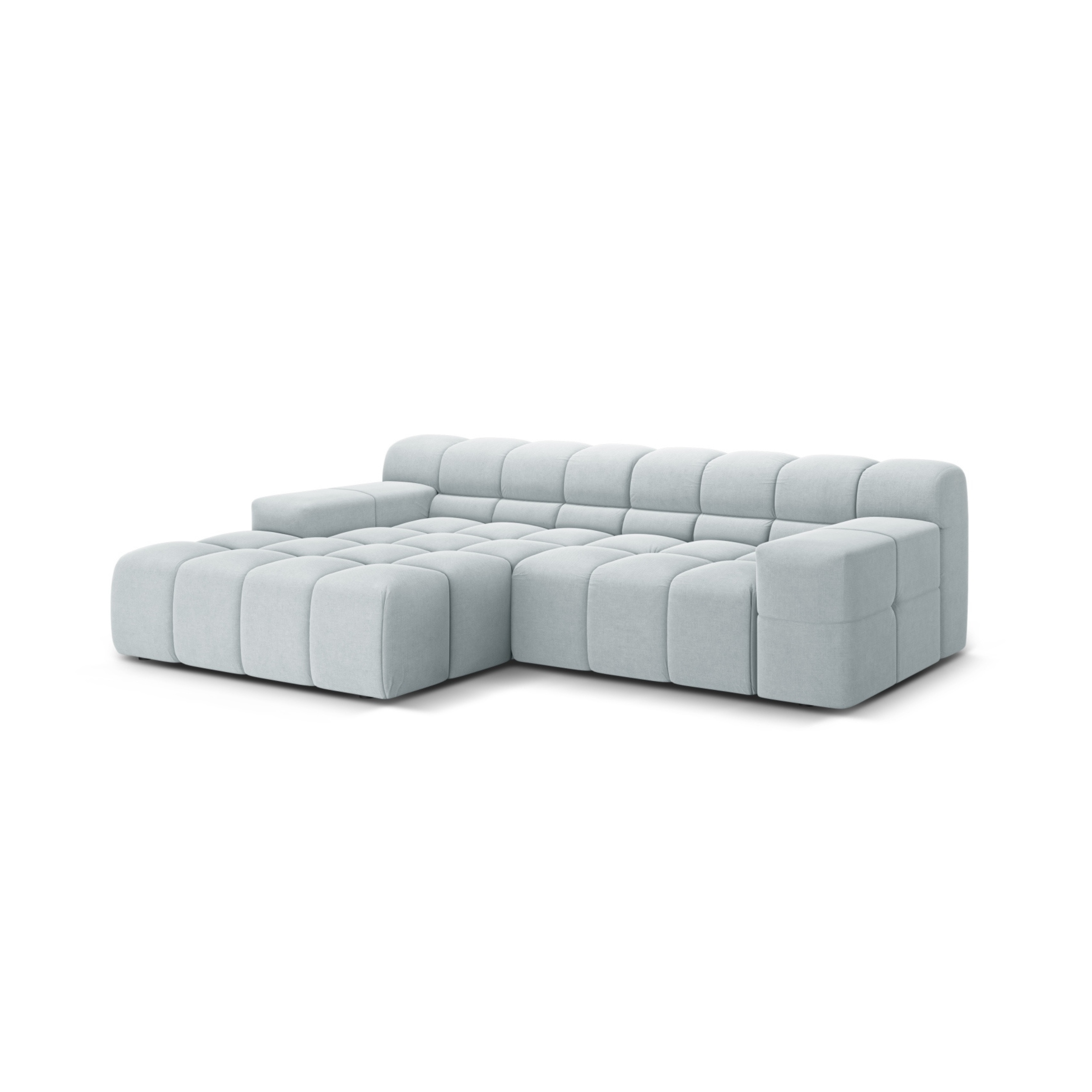 Left-facing 2-seater corner sofa AGAVE gray chenille