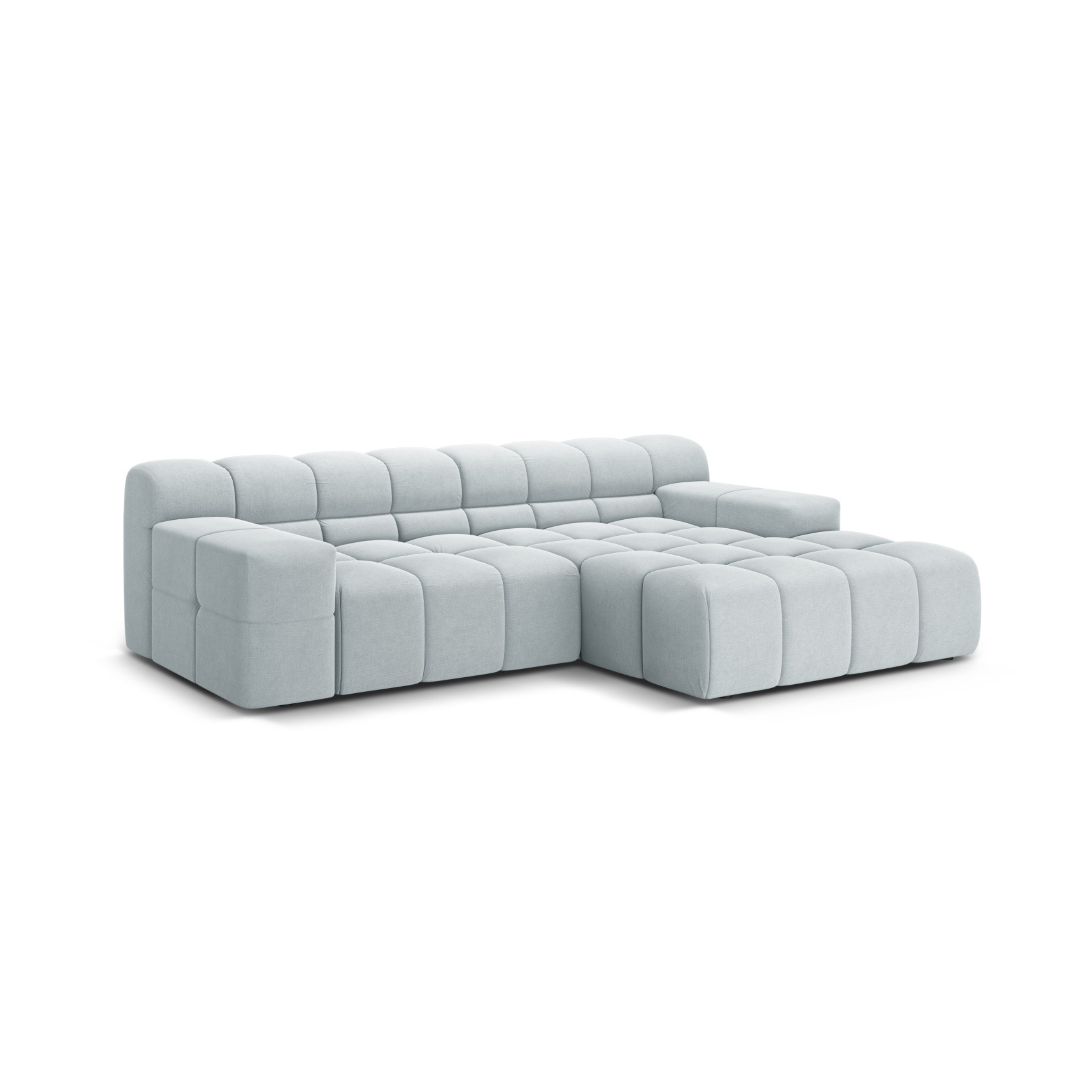 Right-facing 2-seater corner sofa AGAVE gray chenille