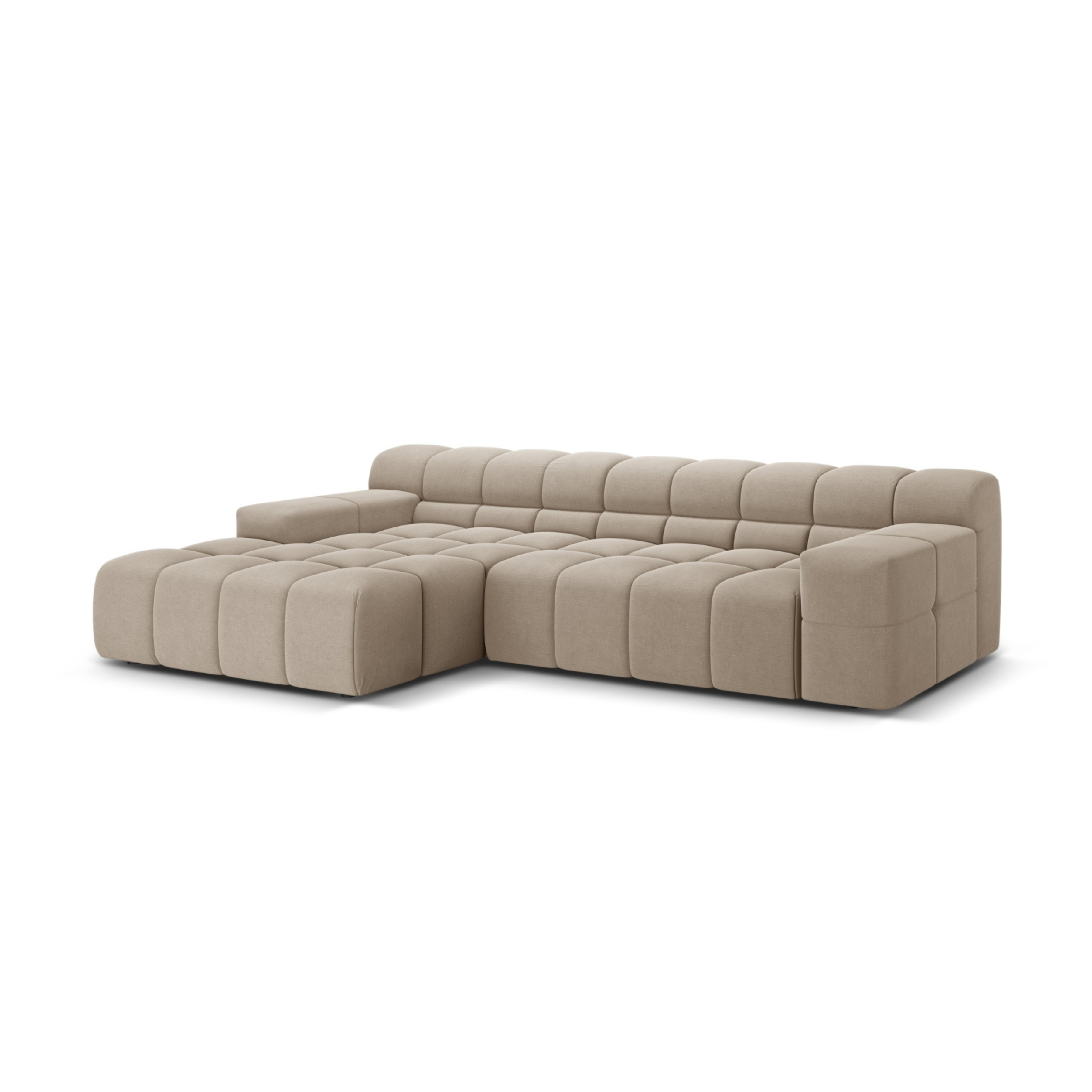 Left-facing 3-seater sofa AGAVE beige chenille