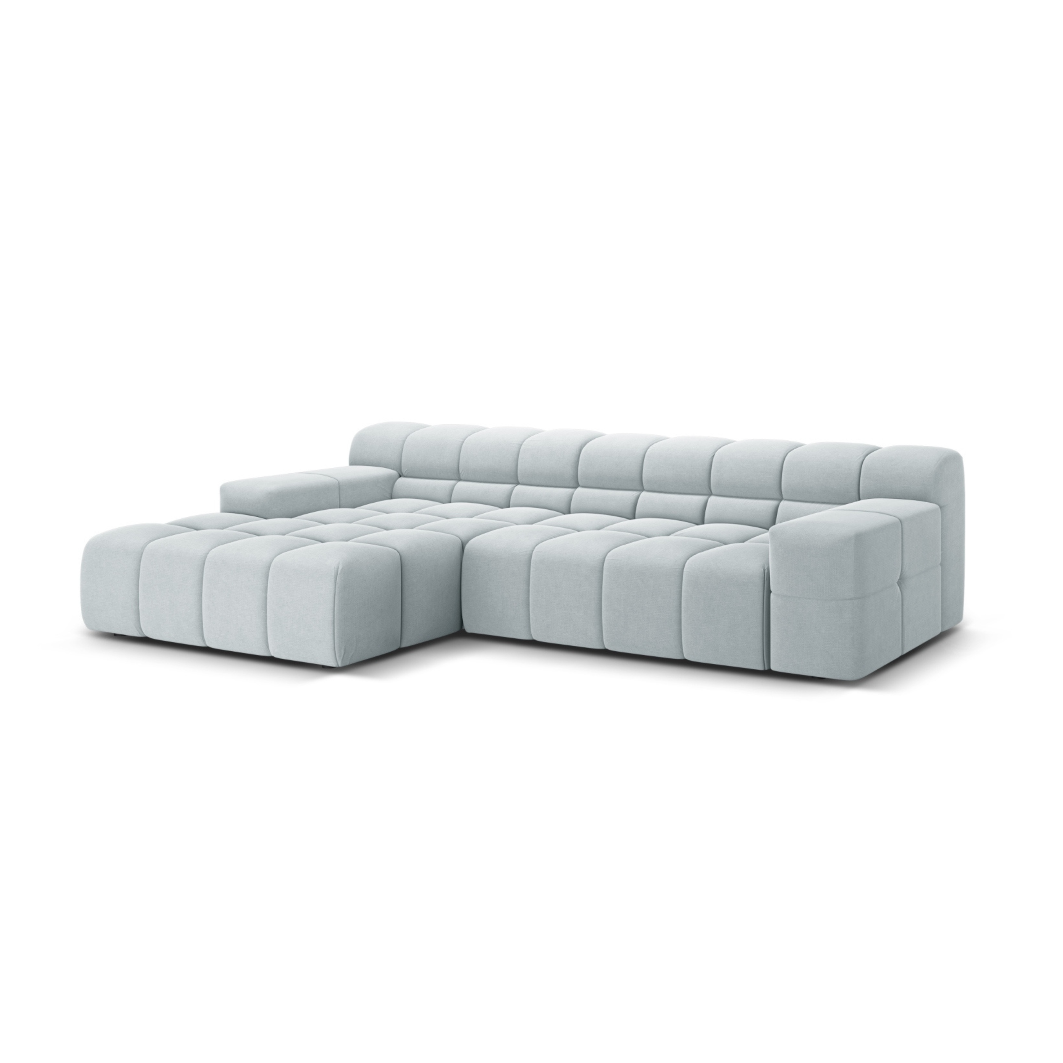 Left-facing 3-seater sofa AGAVE gray chenille