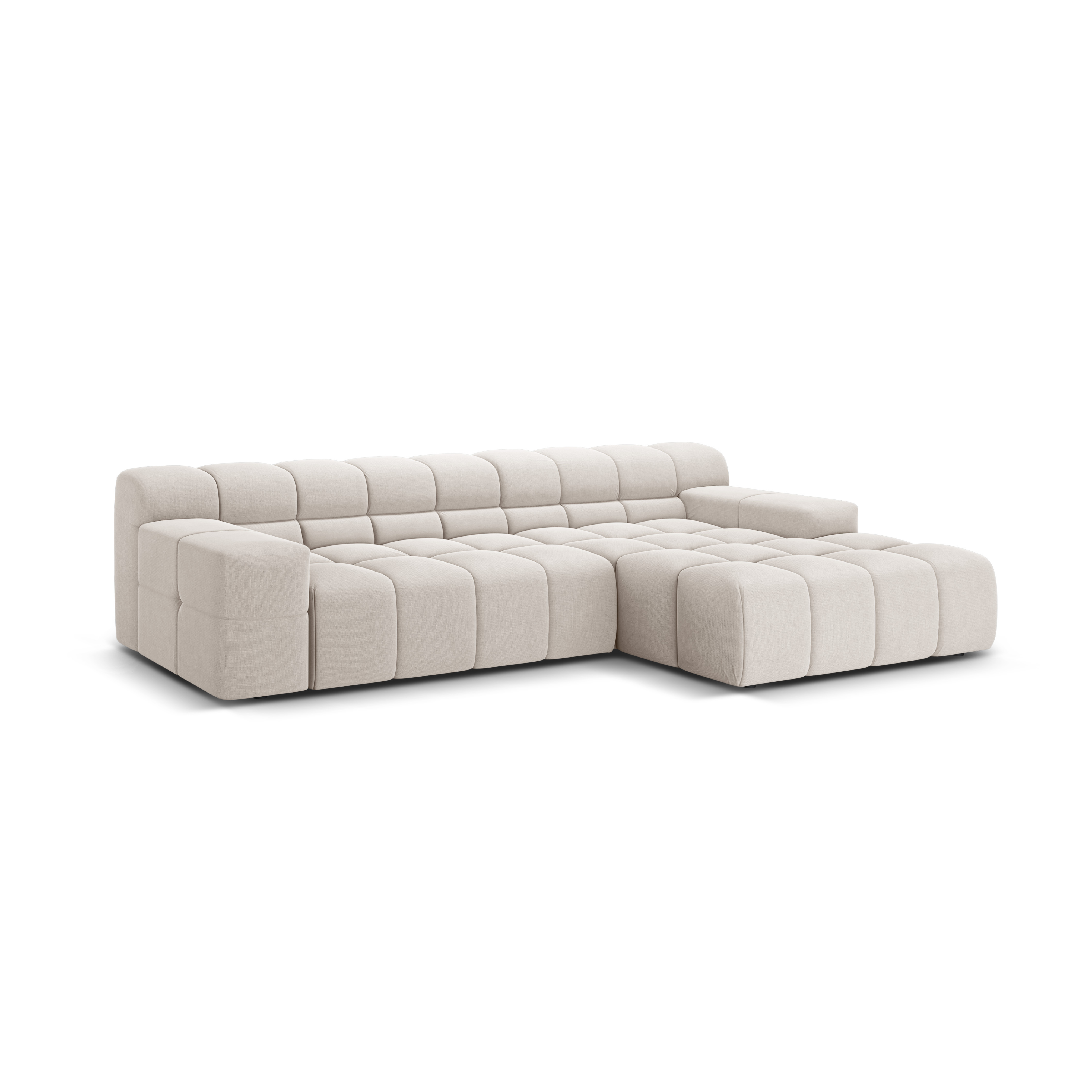 Right-facing 3-seater corner sofa AGAVE light beige chenille