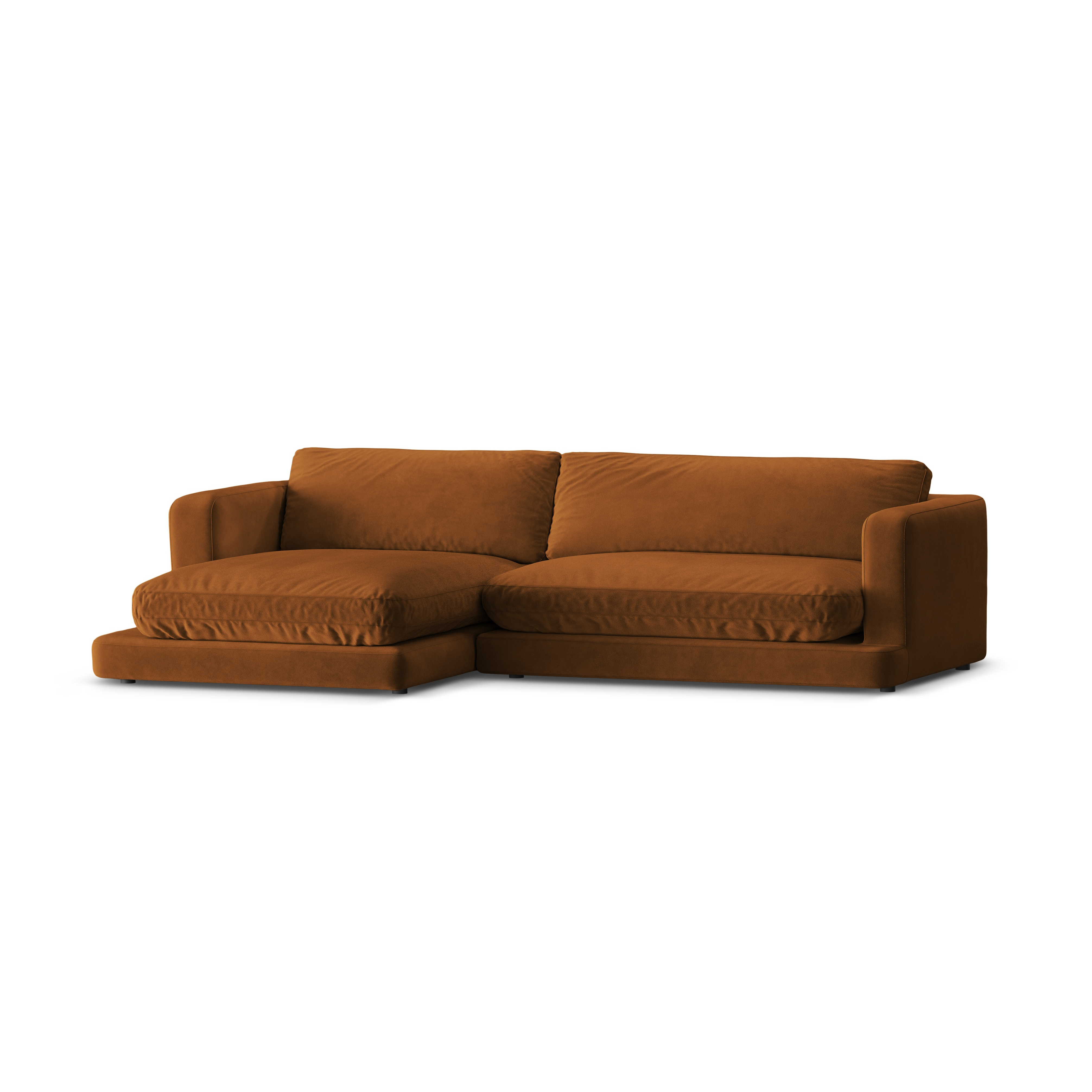 Left-facing velvet corner sofa DAPHNE copper