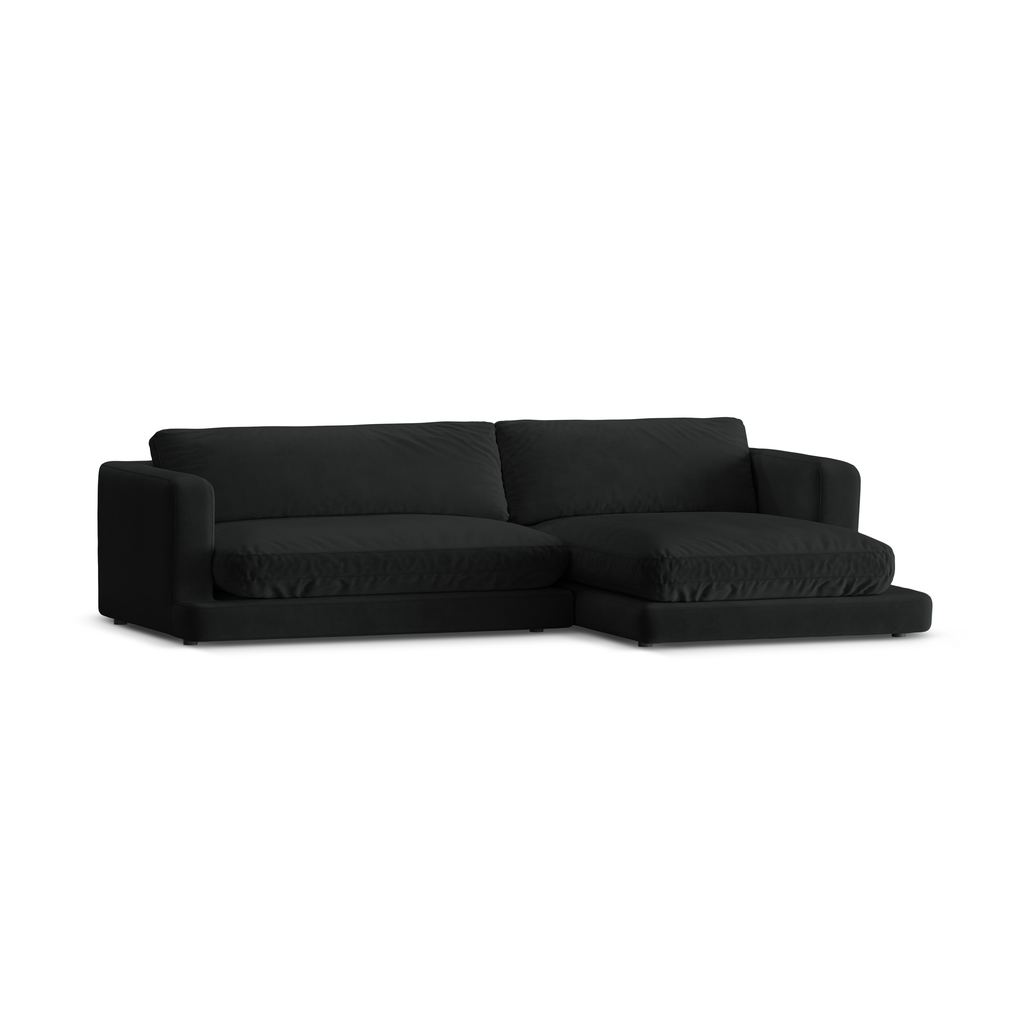 Right-facing velvet corner sofa DAPHNE black