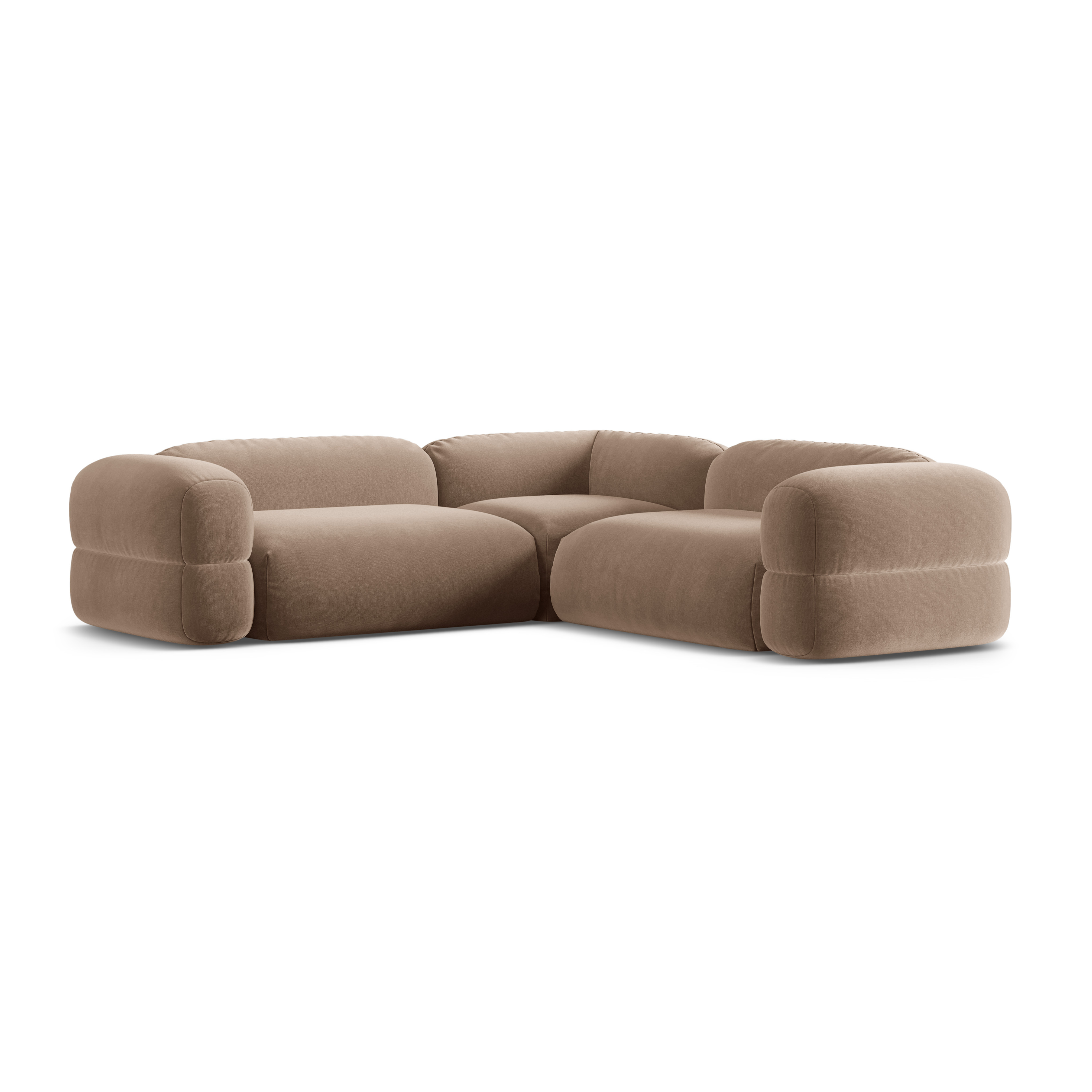 Symmetrische Samt-Eckcouch ROGER dunkelbeige