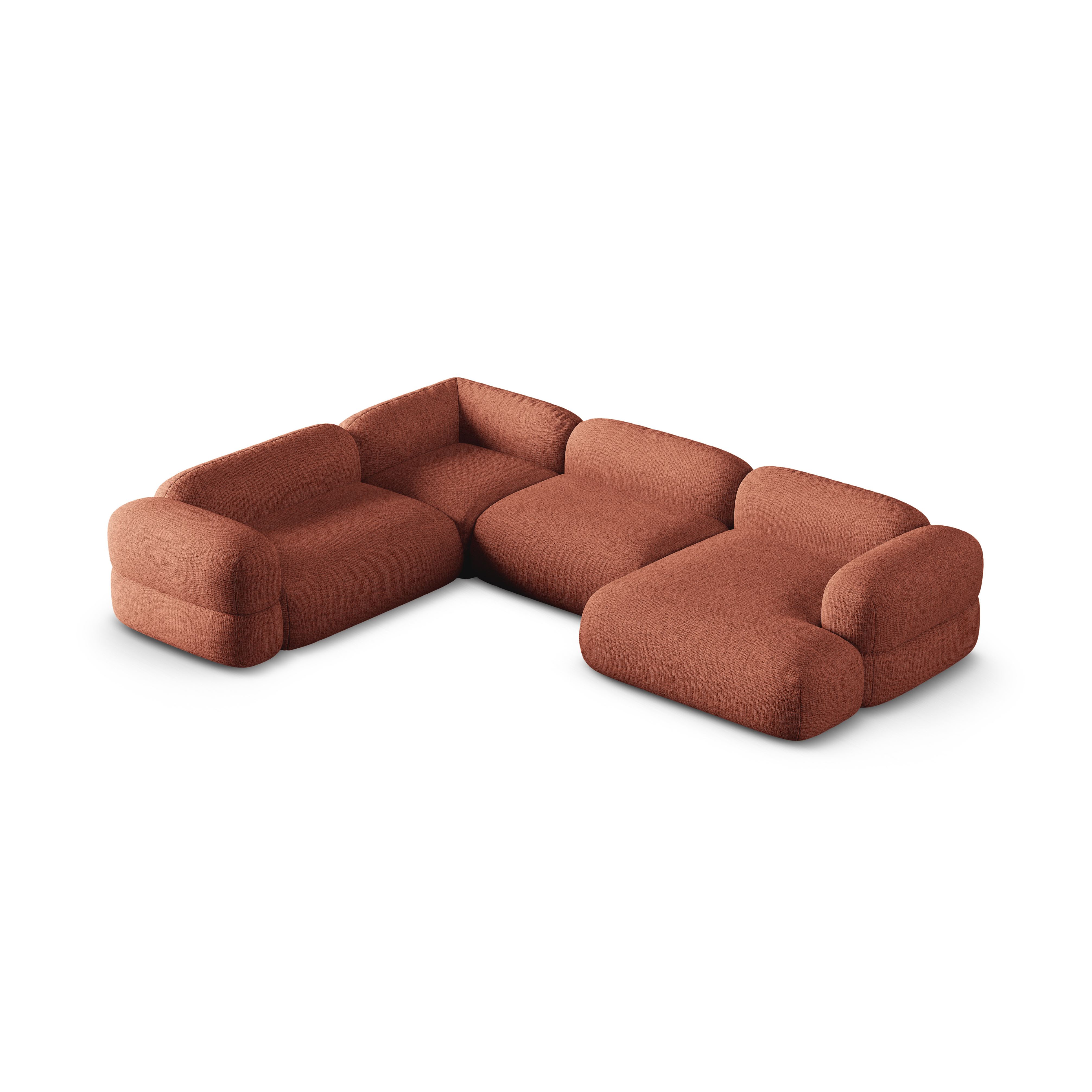 Left-facing U-shaped sofa ROGER coral chenille
