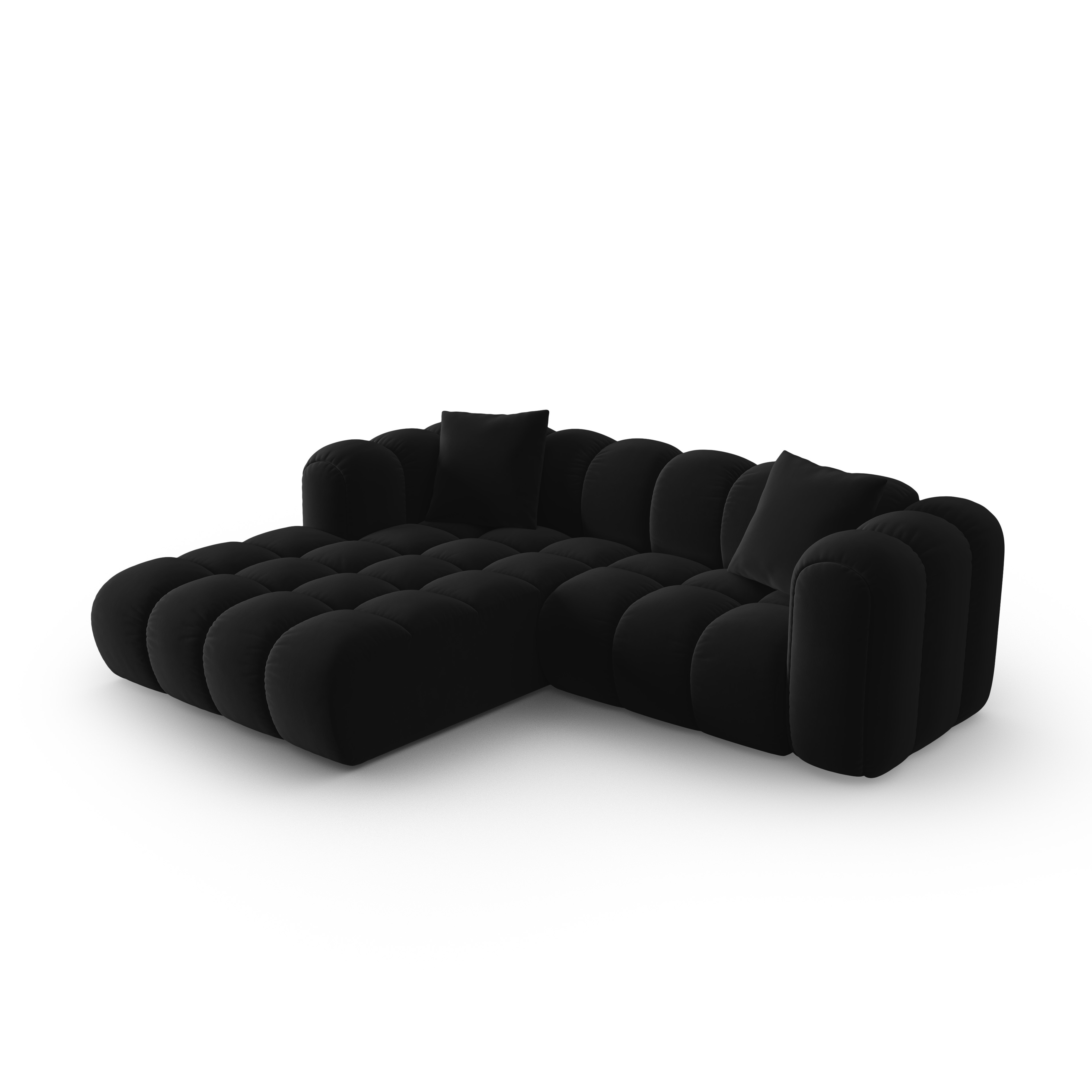 Black left-facing 3-seater velvet corner sofa ASTRO