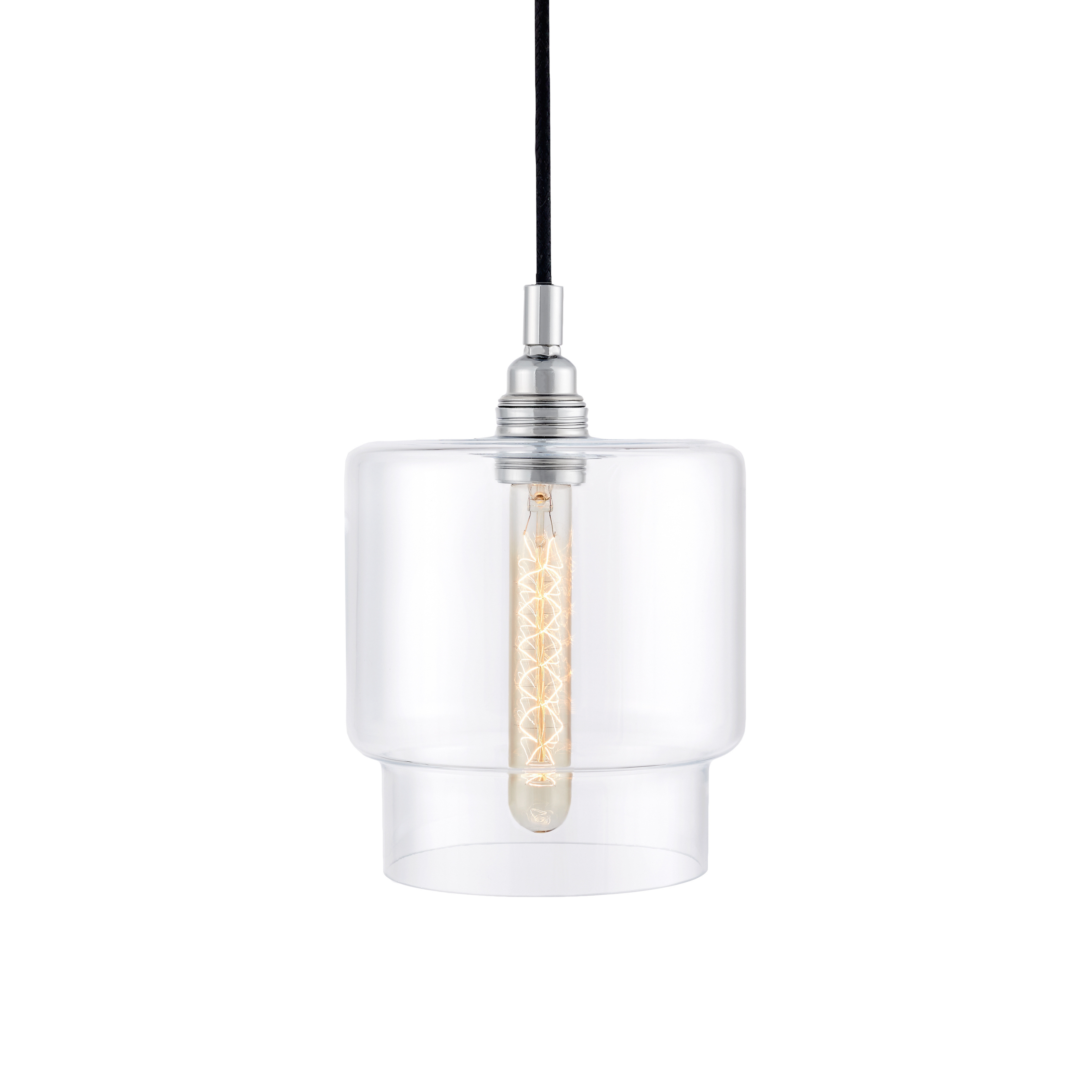 Pendelleuchte LONGIS IV transparent mit glänzendem Chrom