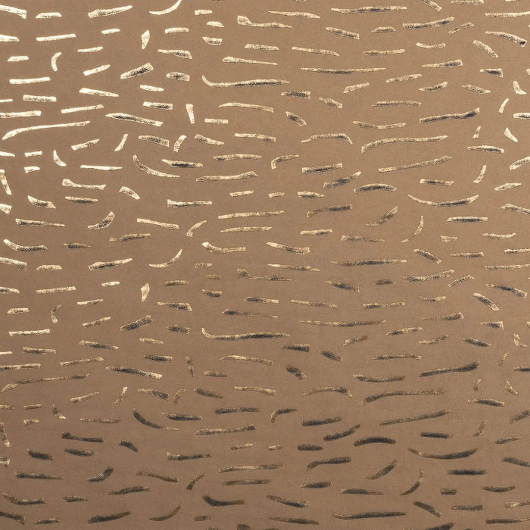 Structural wallpaper with metallic pattern LUMÉIS - TERRE DE SIENNE BRONZE terracotta with bronze