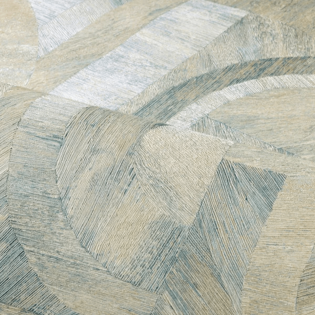 Tapete mit einem Muster inspiriert von der Intarsientechnik INTARSIA - OPALINE eisblau