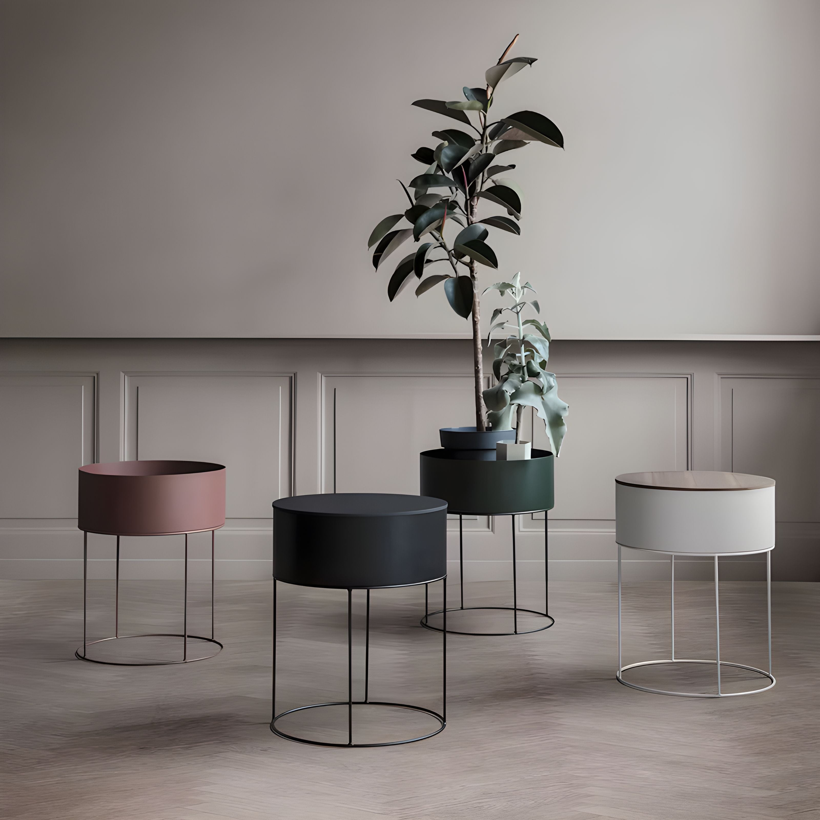 Round planter PLANT BOX ROUND black