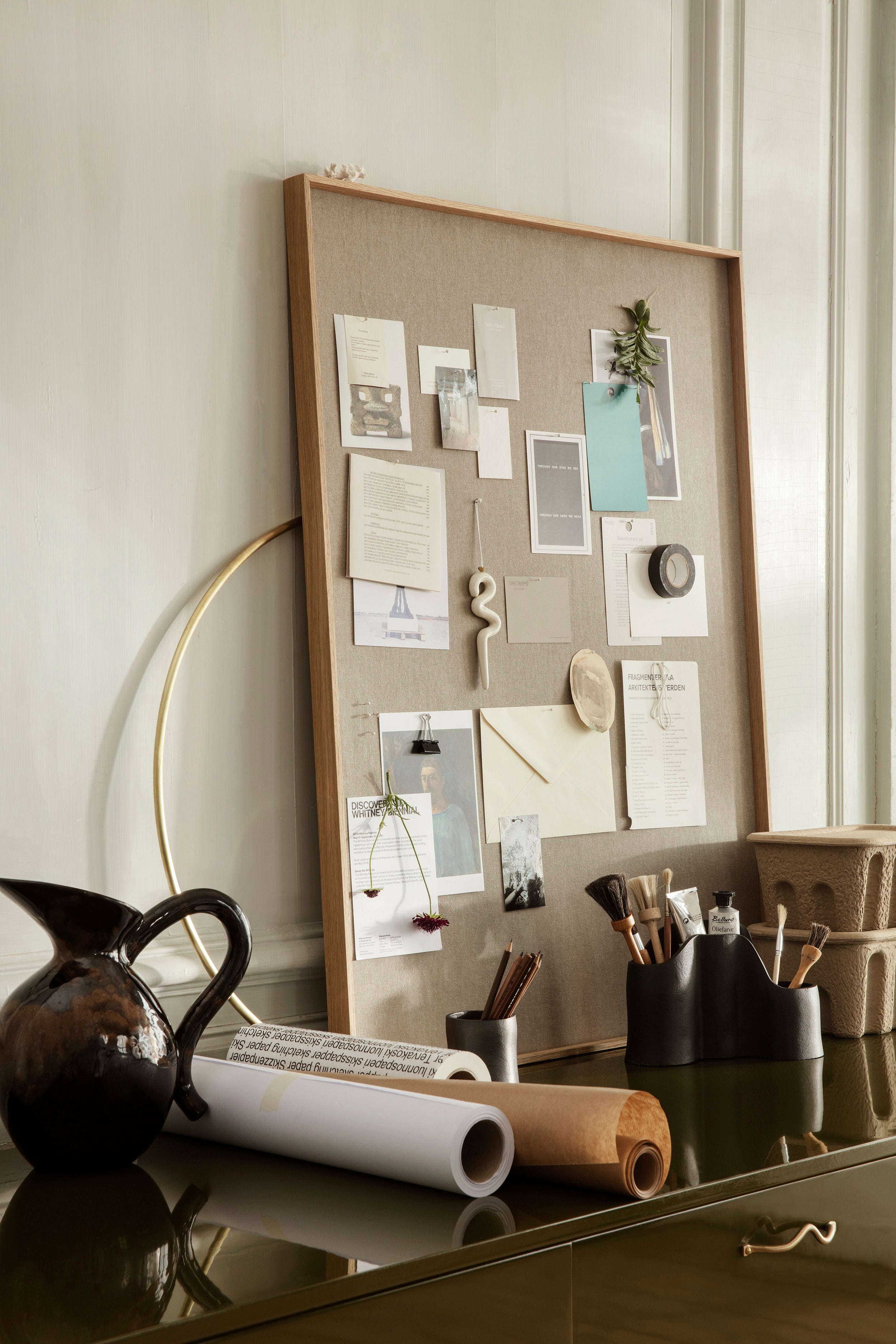 SCENERY PINBOARD cork board oak wood