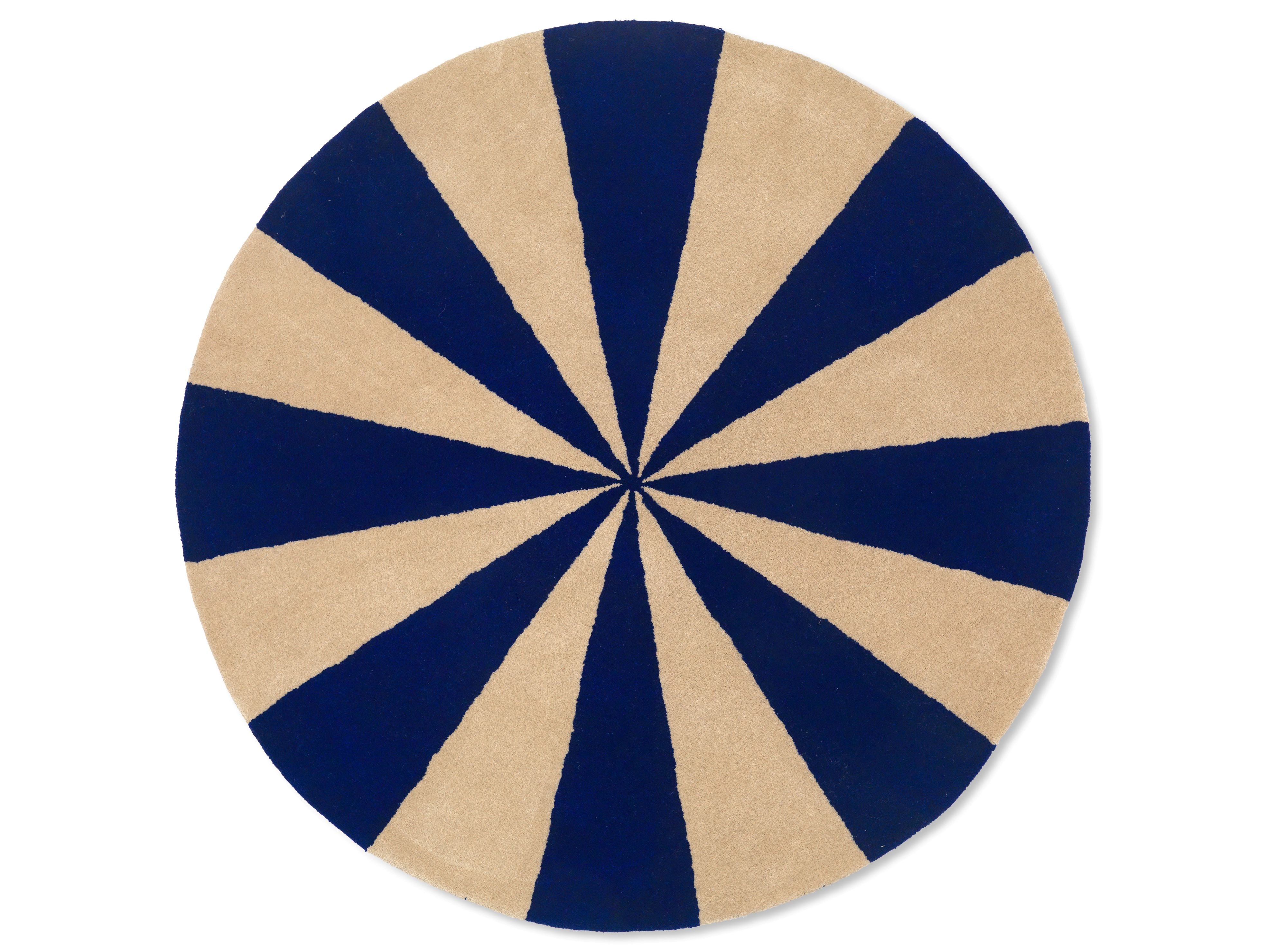 ARCH runder Teppich blau mit beige