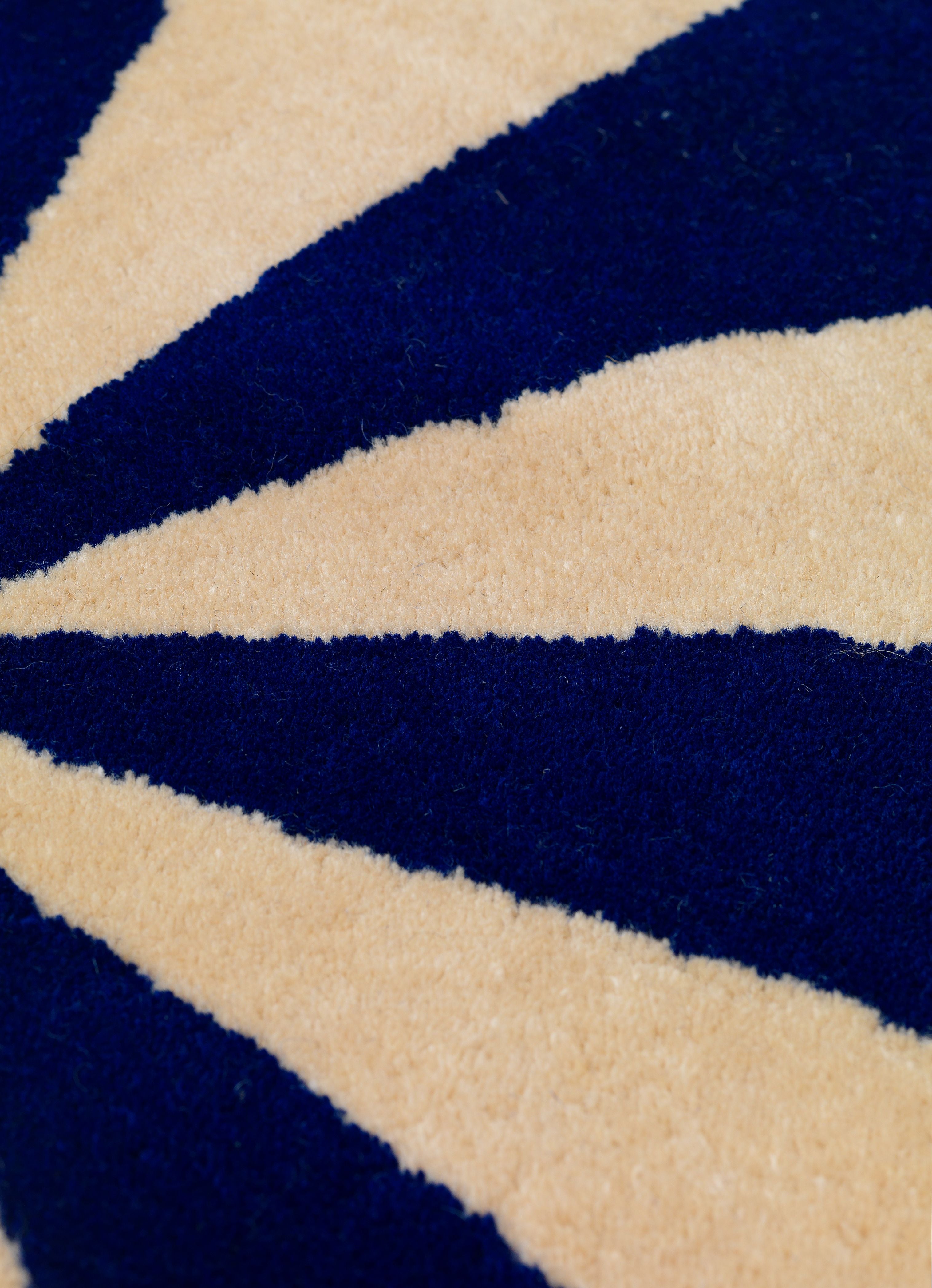 ARCH runder Teppich blau mit beige