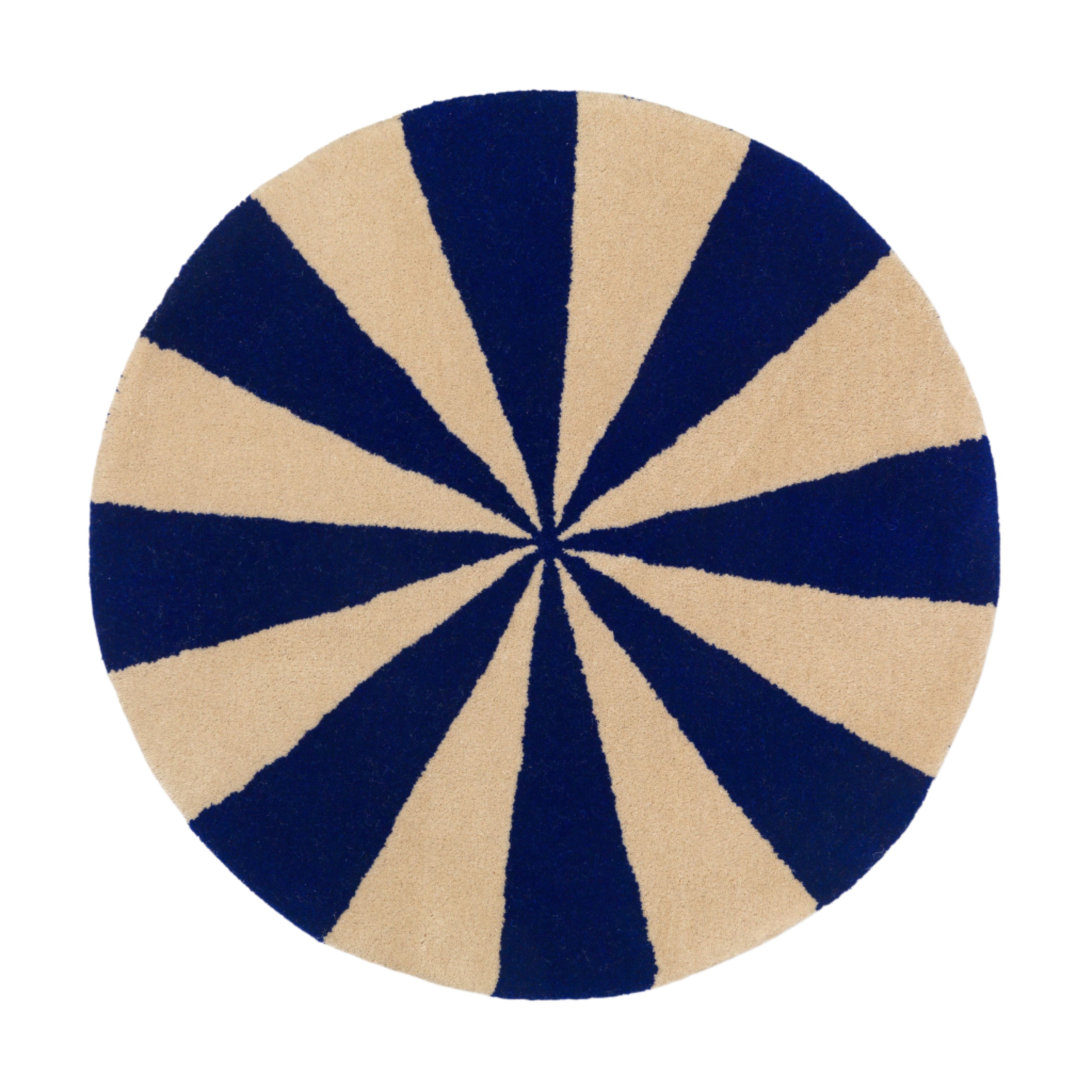 ARCH runder Teppich blau mit beige