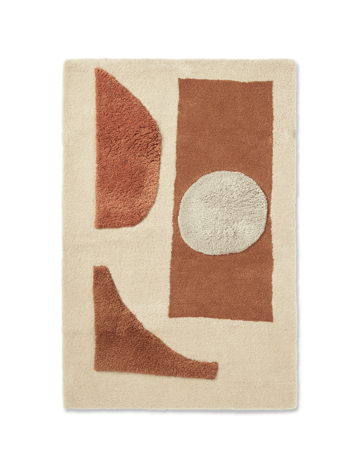 BLOCO brick-colored rug with beige