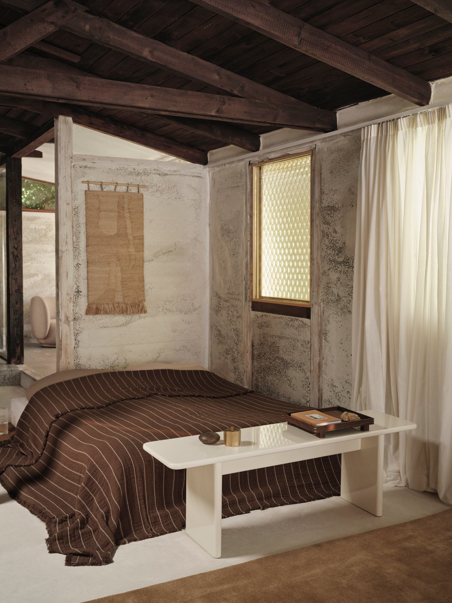 Harvest juta wall decoration and beech wood