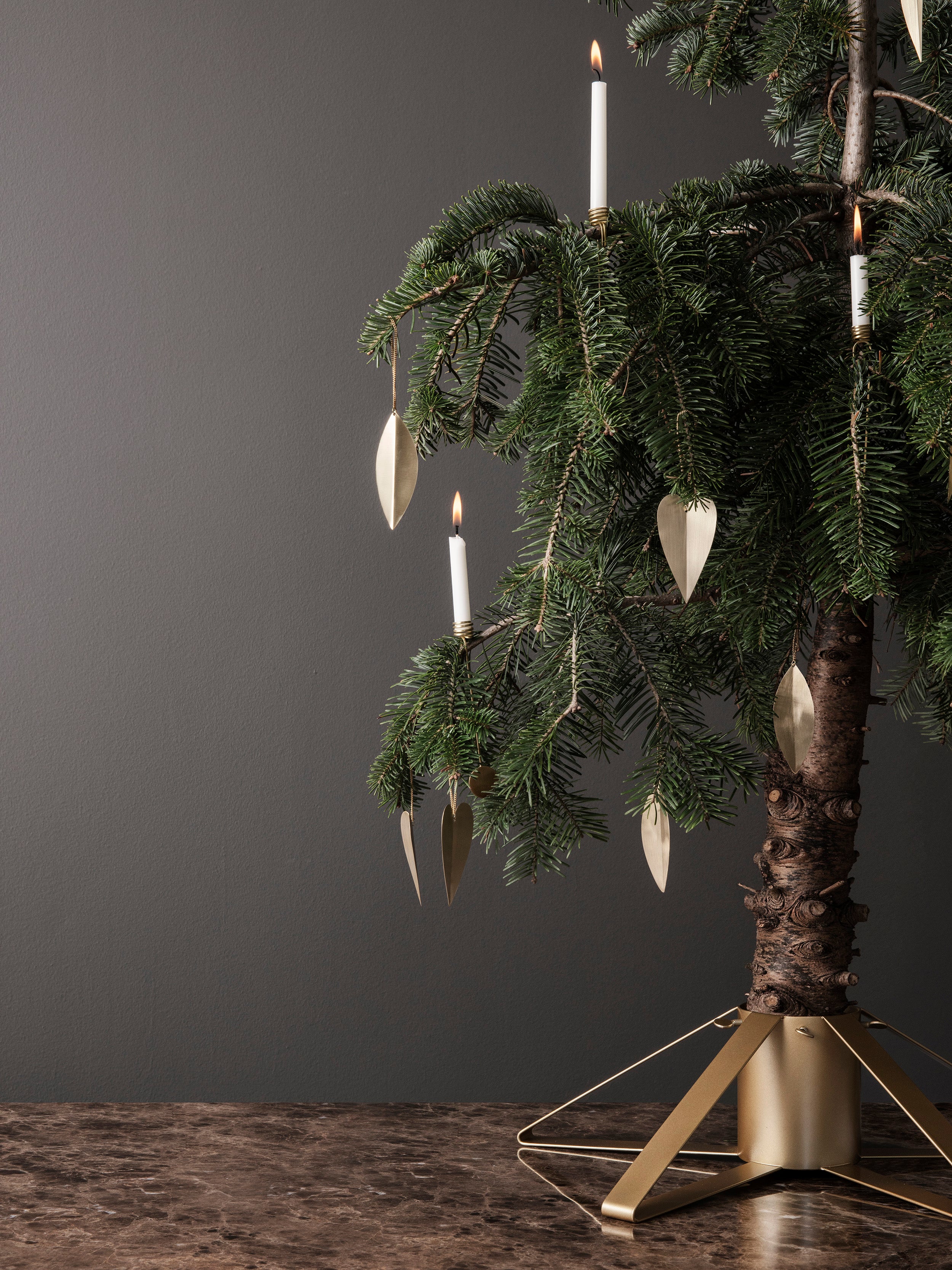 HEART brass Christmas decoration set