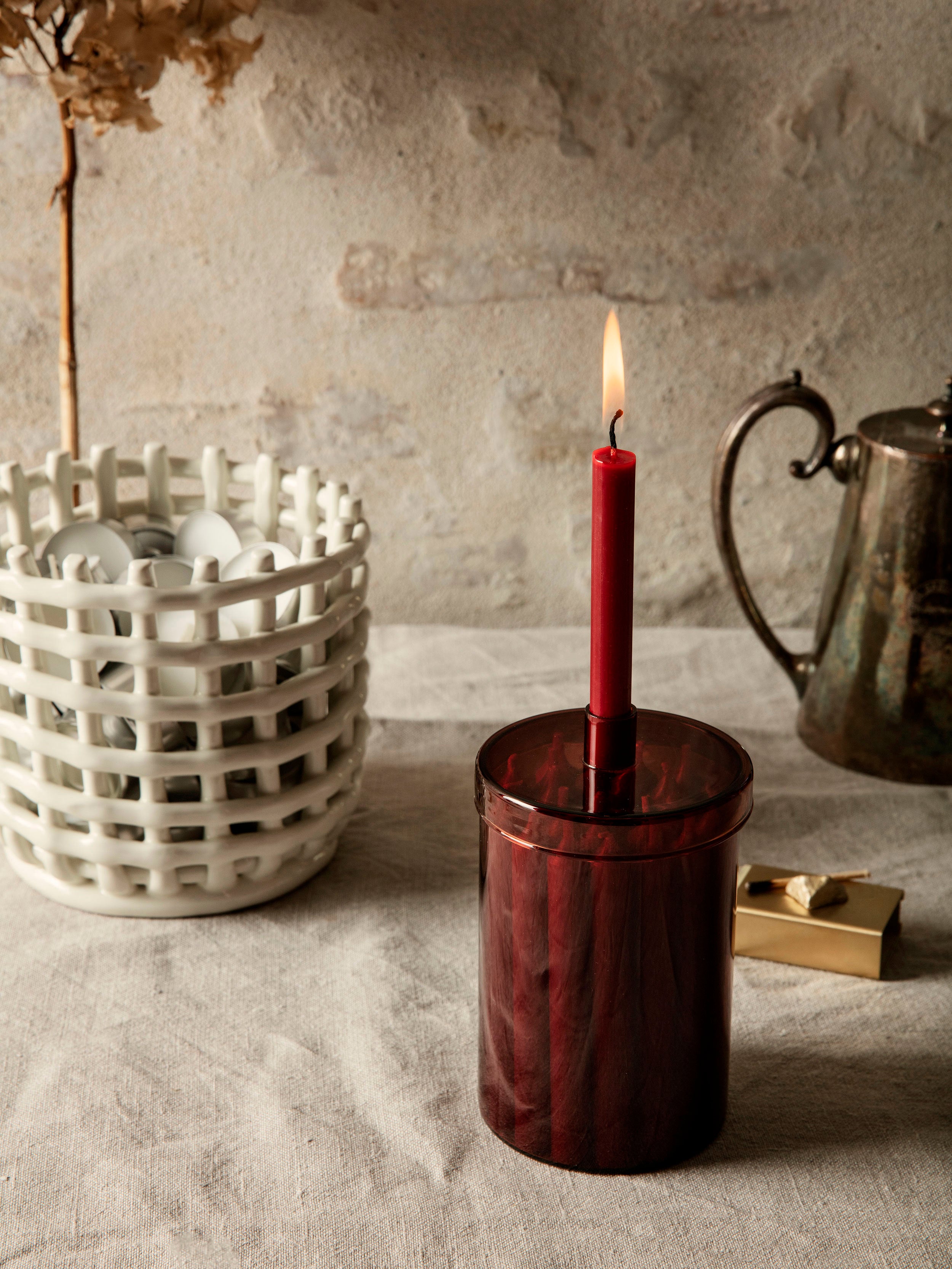 COUNTDOWN TO CHRISTMAS candle holder burgundy