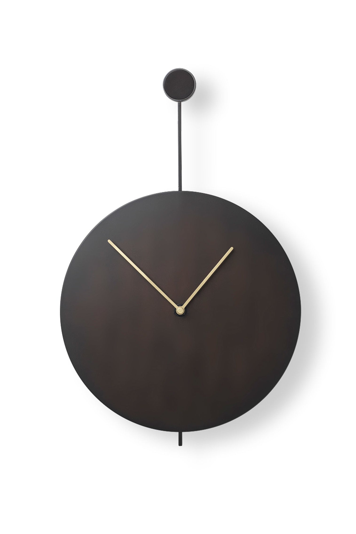 TRACE wall clock in black with brass finish
