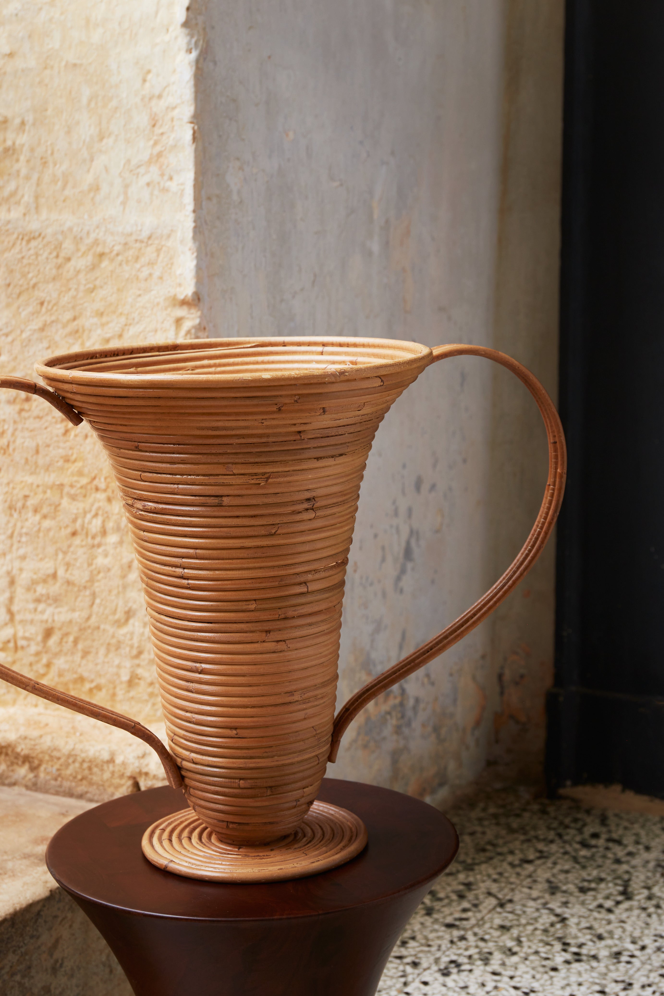 AMPHORA Vase dunkelbraunes Rattan