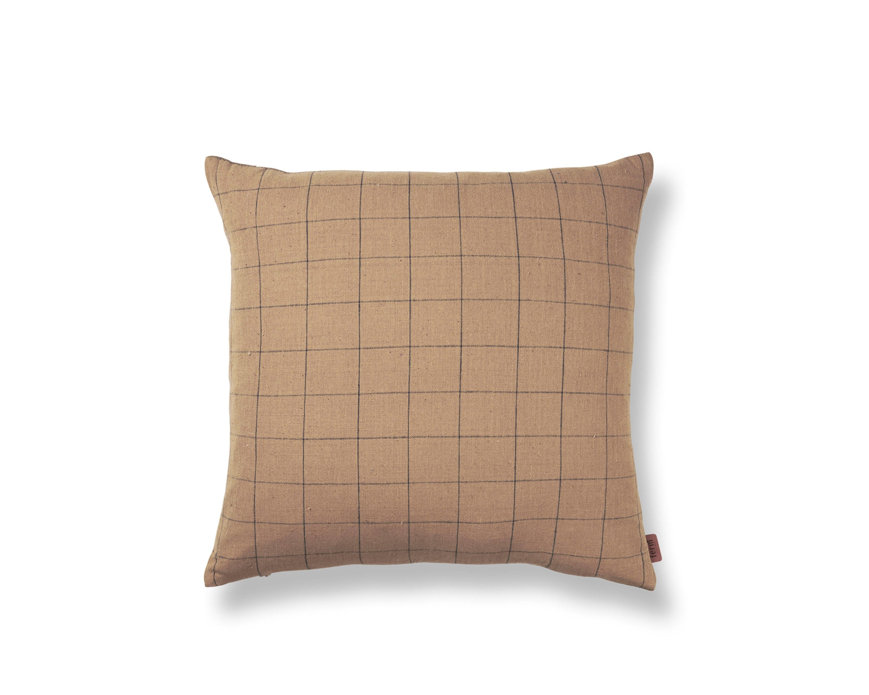 BROWN COTTON GRID decorative pillow brown check