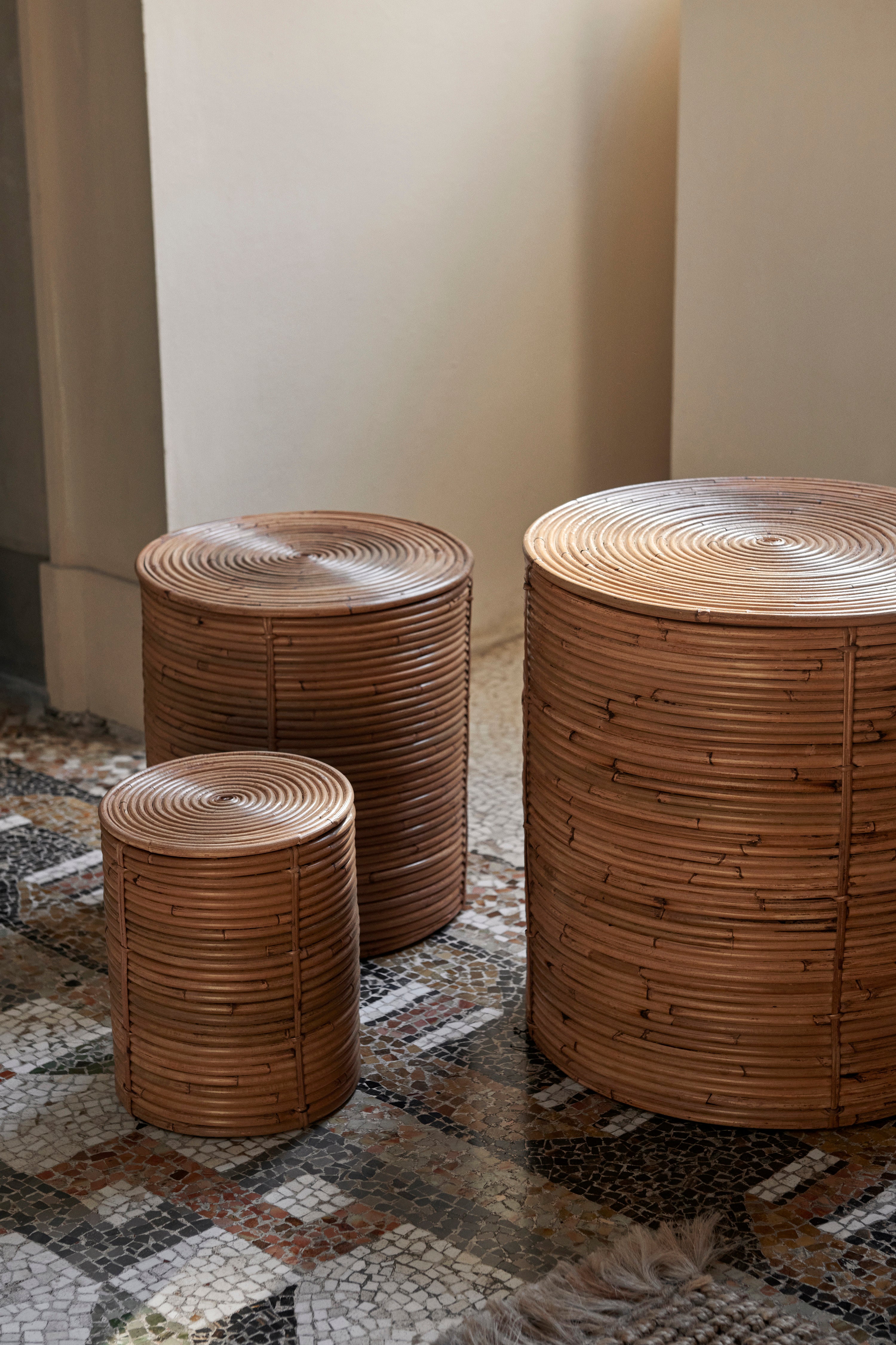 COLUMN STORAGE rattan basket set