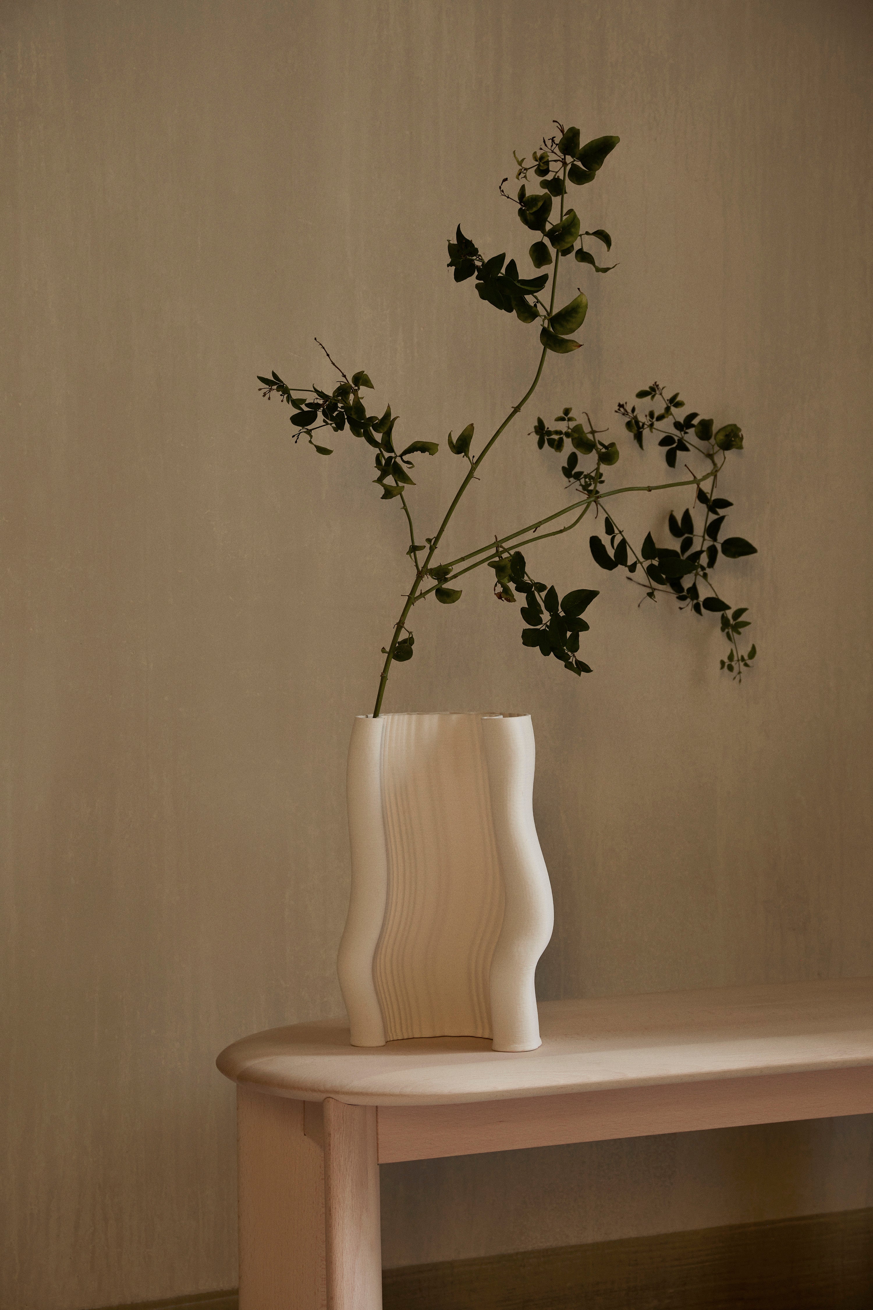 Vase moire broken white