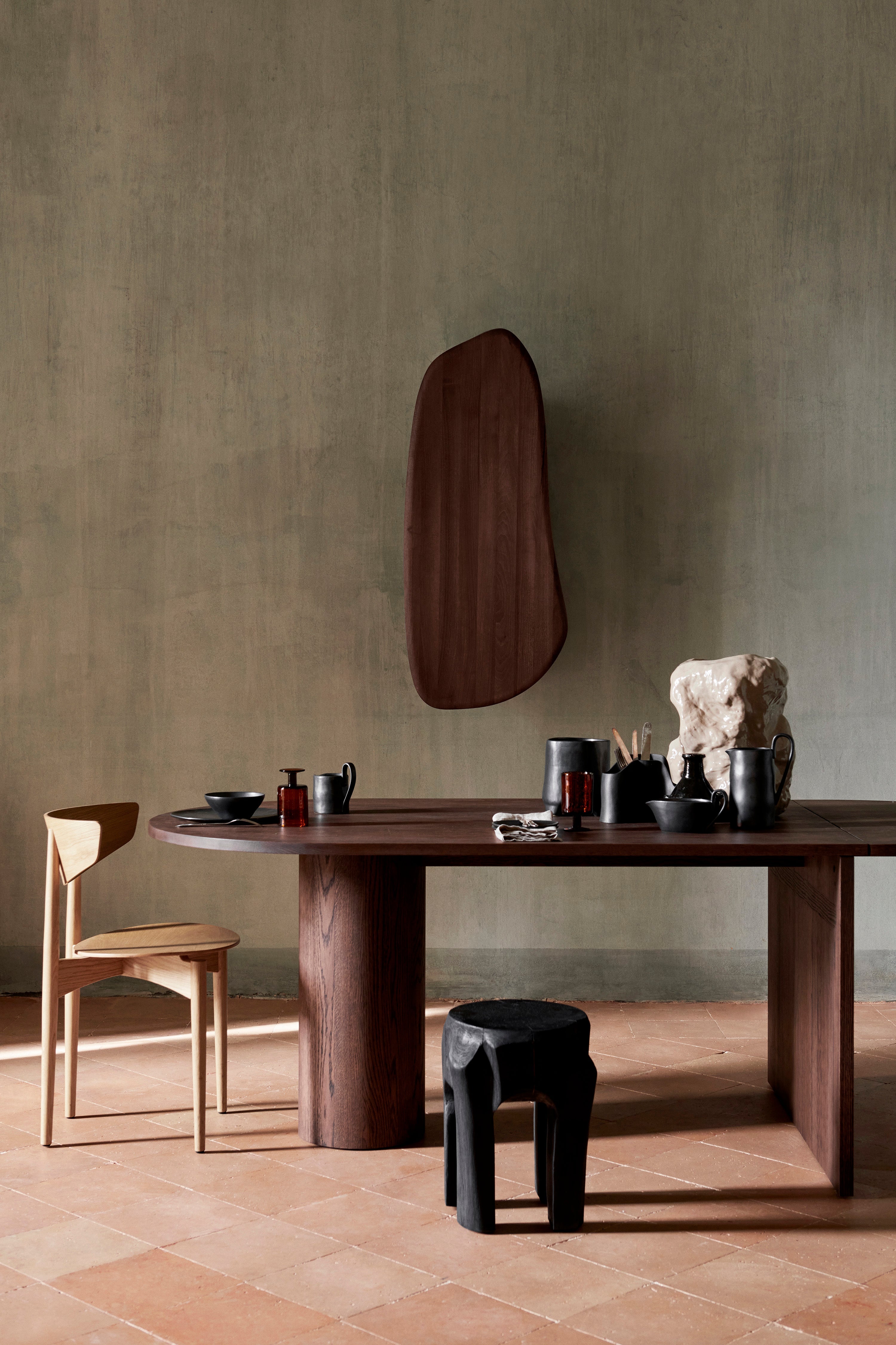 Dark oak wood table