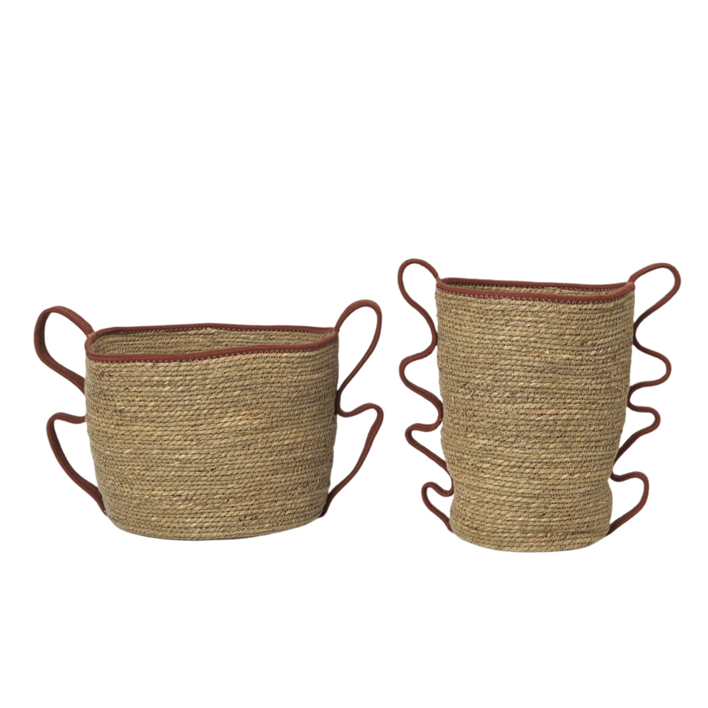 VERSO basket set sea grass with brick string