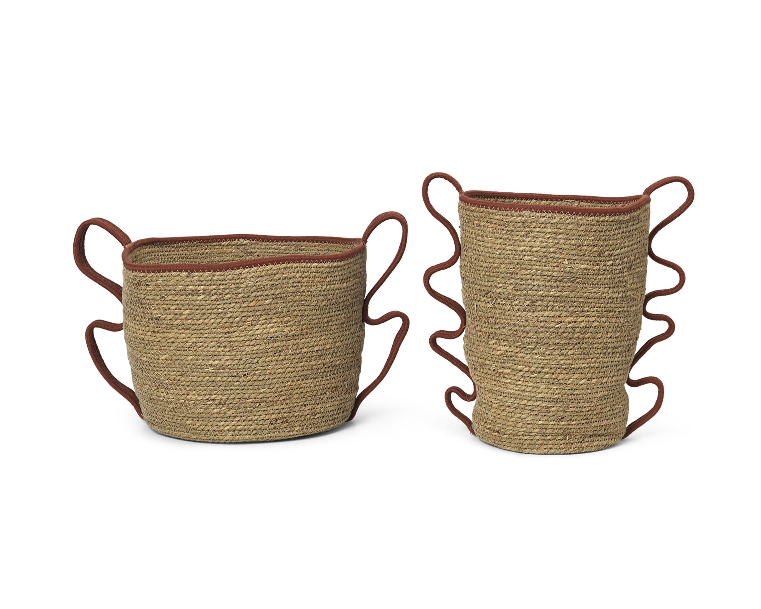 VERSO basket set sea grass with brick string