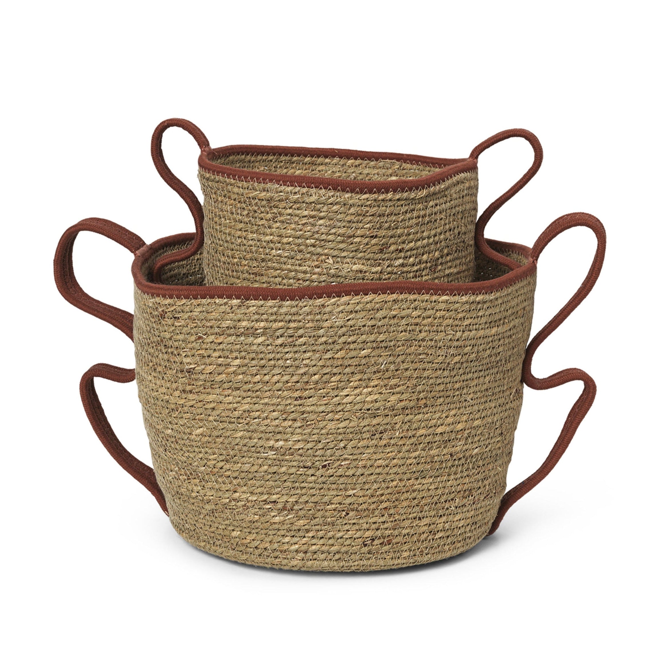 VERSO basket set sea grass with brick string