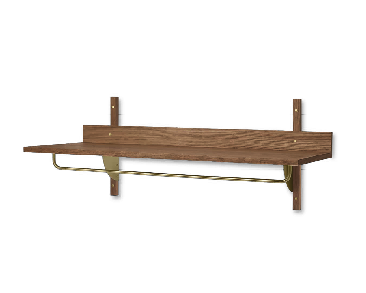 SECTOR RACK SHELF with a railing, veneer in smoked oak