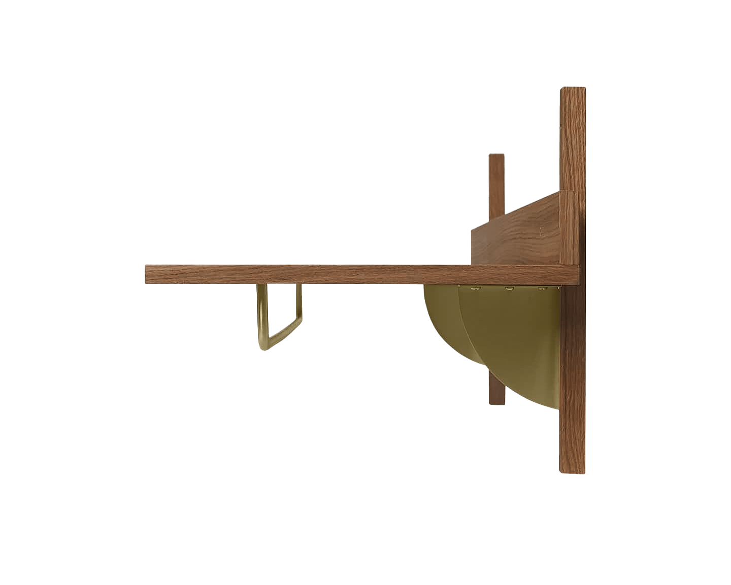 SECTOR RACK SHELF with a railing, veneer in smoked oak