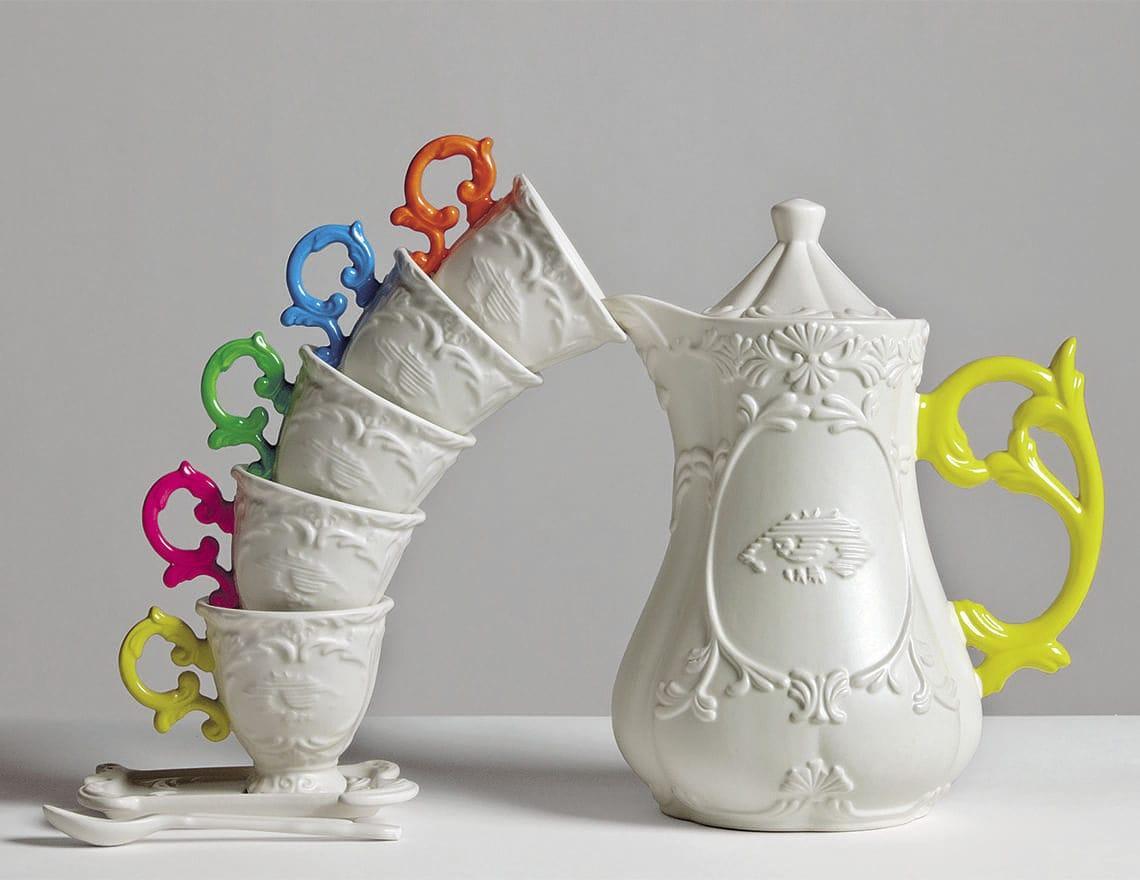 Filiżanka z łyżeczką i spodkiem I-WARES I-TEA fuksja Seletti Eye on Design