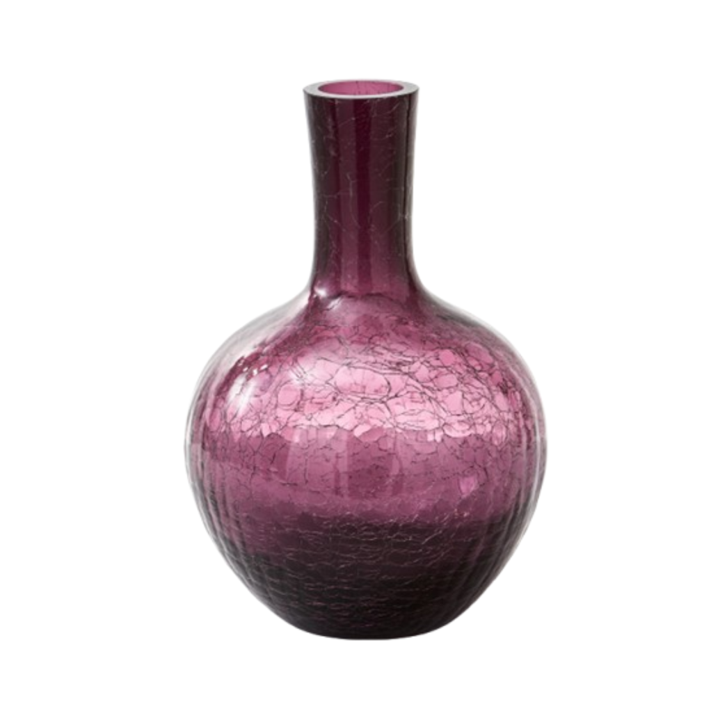 Vase aus Crackle-Glas, dunkelviolett