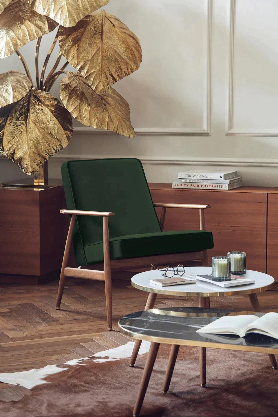 Fotel FOX zielony w tkaninie Velvet Bottle Green 366 concept Eye on Design